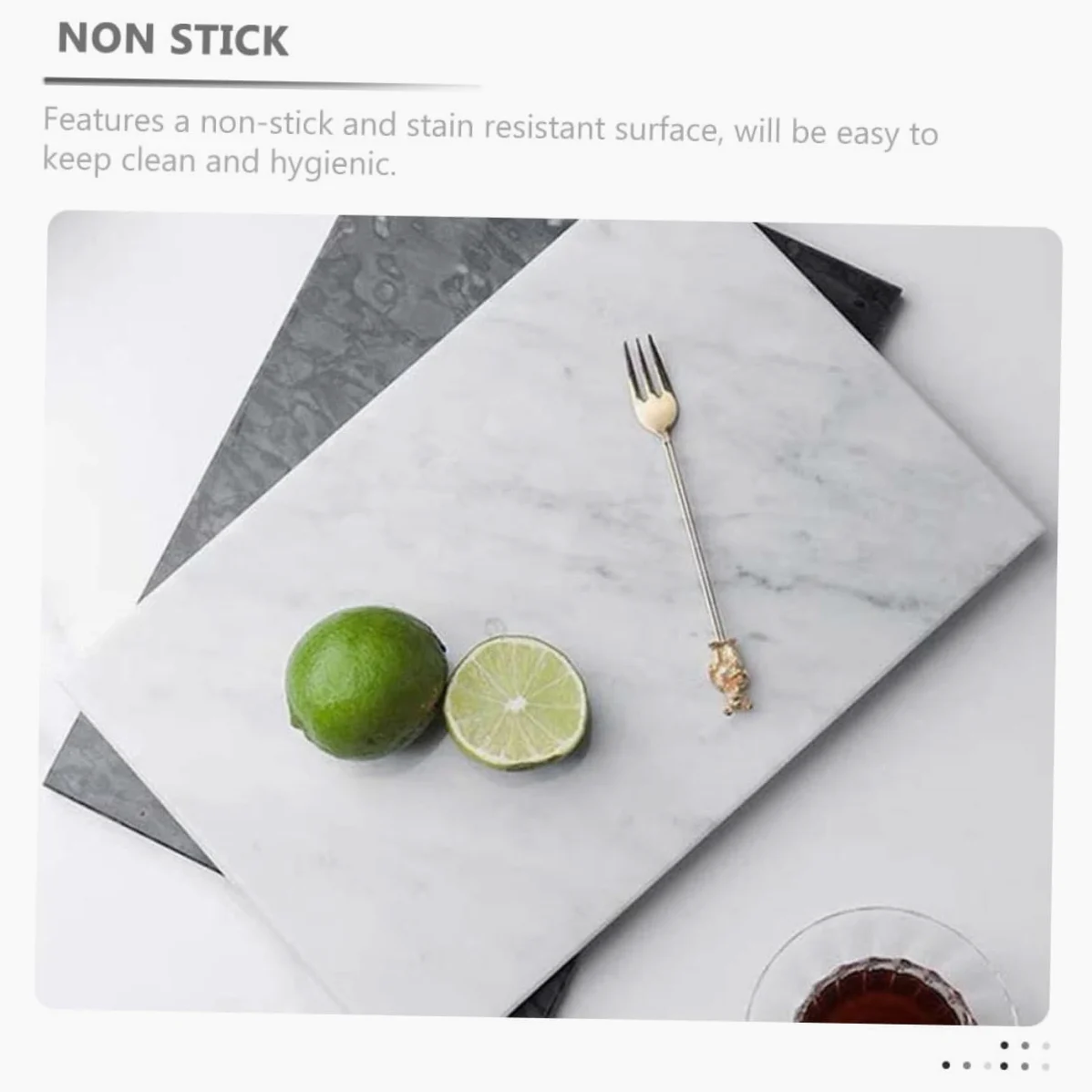 Veemoon Planche à Découper en Marbre Blanc Non Adhérente Odeur, Plateau Multifonction Cuisine et Pâtisserie, Design Nordique Élégant pour Rangement Maison