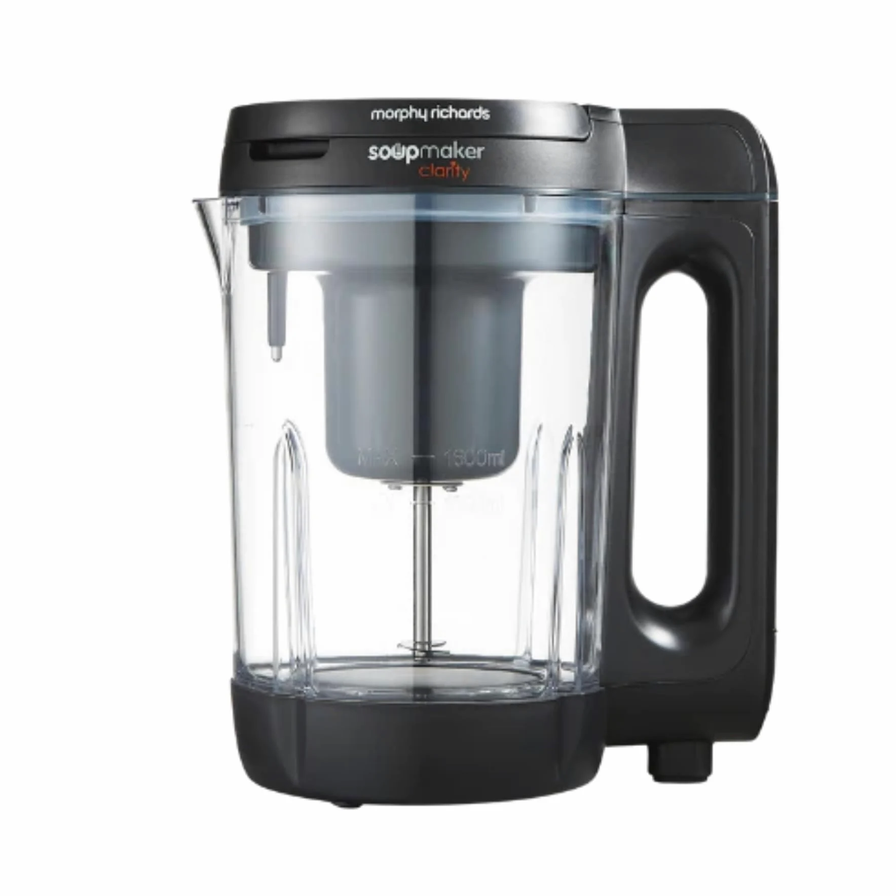 Morphy Richards Machine à soupe Clarity de 1,6 L, contrôle des portions, 9 réglages caractéristiques, technologie de réponse intelligente, garde au chaud, machine à soupe et smoothie, blanc et noir,