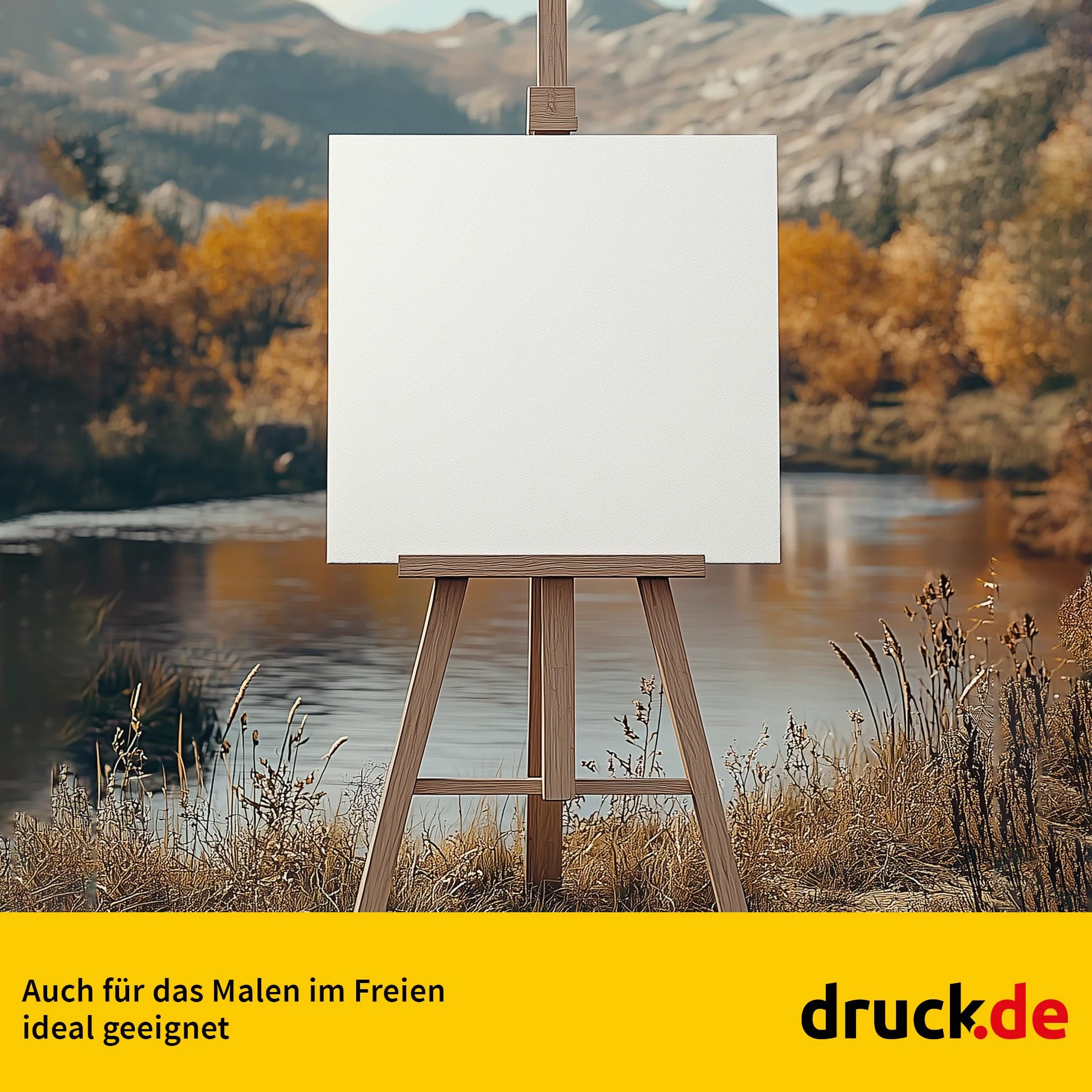 Ensemble de châssis en 1 pièce de 90 x 90 cm Toile d'art blanche en polyester à peindre, prête à l'emploi, convient pour les peintures acryliques ou les peintures textiles, fournitures de projet de