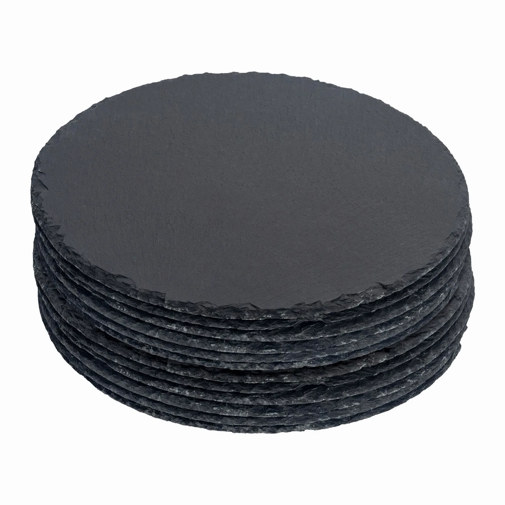 Argon Tableware Rond Sets de Table en Ardoise - 30cm - 12x Grand Naturel Noir Pierre À Manger Tableau Dîner Portion Conseil Plat Lieu Tapis Sets