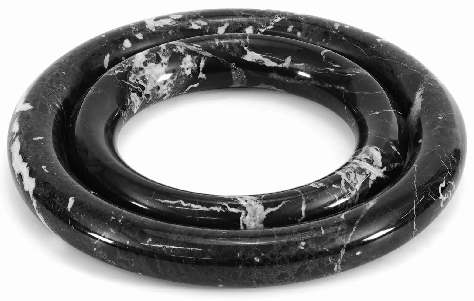 SPESHSTONES Ensemble de dessous de plat en marbre de 2 dessous de plat en pierre noire pour plats chauds, dessous de plat décoratifs résistants à la chaleur pour table à manger, décoration moderne de