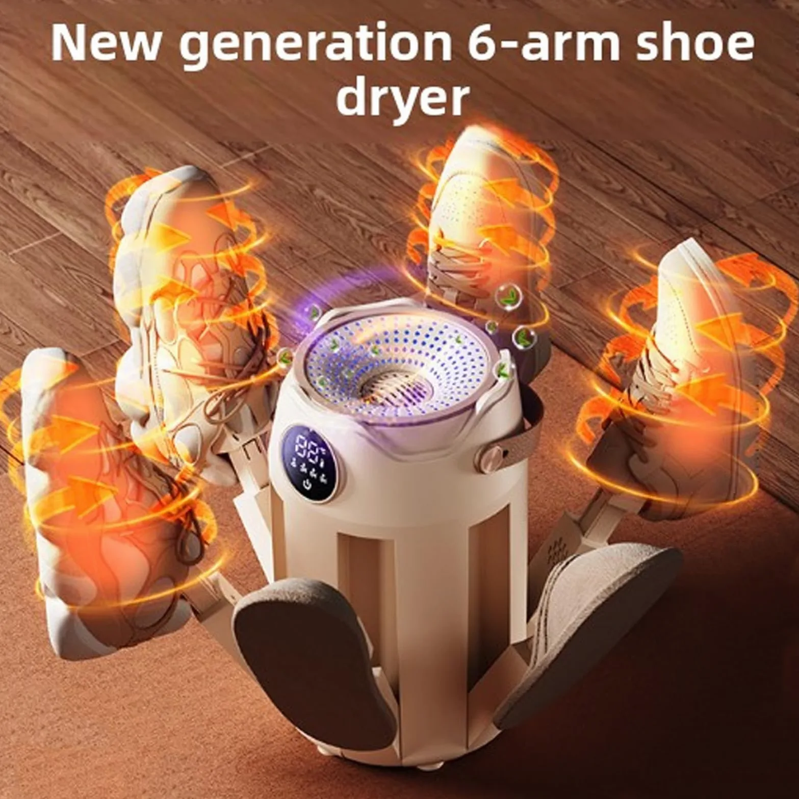 Asixxsix Sèche-Bottes, Sèche-Chaussures pour Bottes et Gants de Travail, 6 Ports de Séchage avec Minuterie, Conception de Tube Réglable, pour de Ski, Chaussures, Gants (Prise UE 220V)