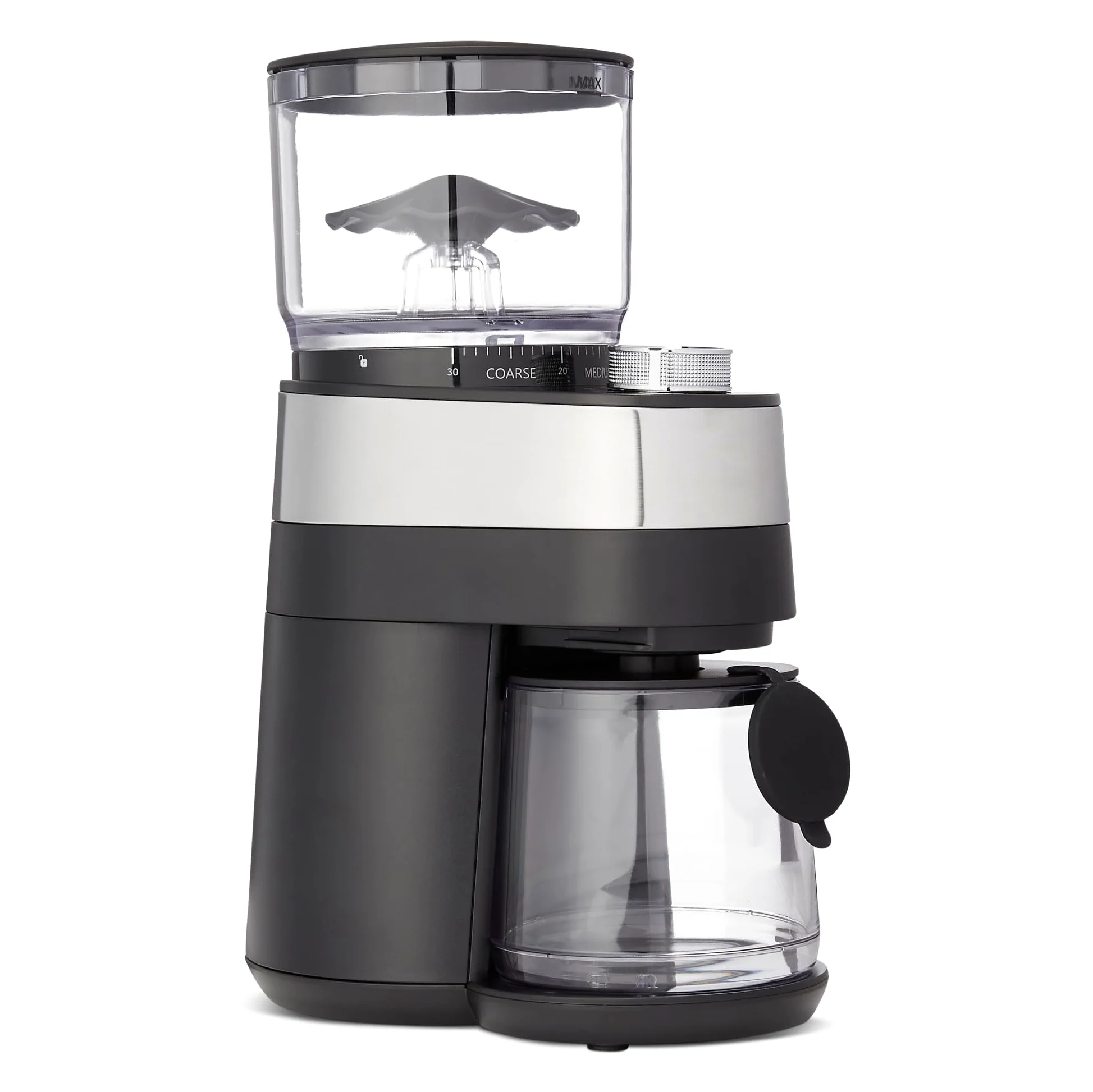 Amazon Basics Moulin à café électrique avec 30 réglages pour cafetière à piston, café filtre et espresso, noir