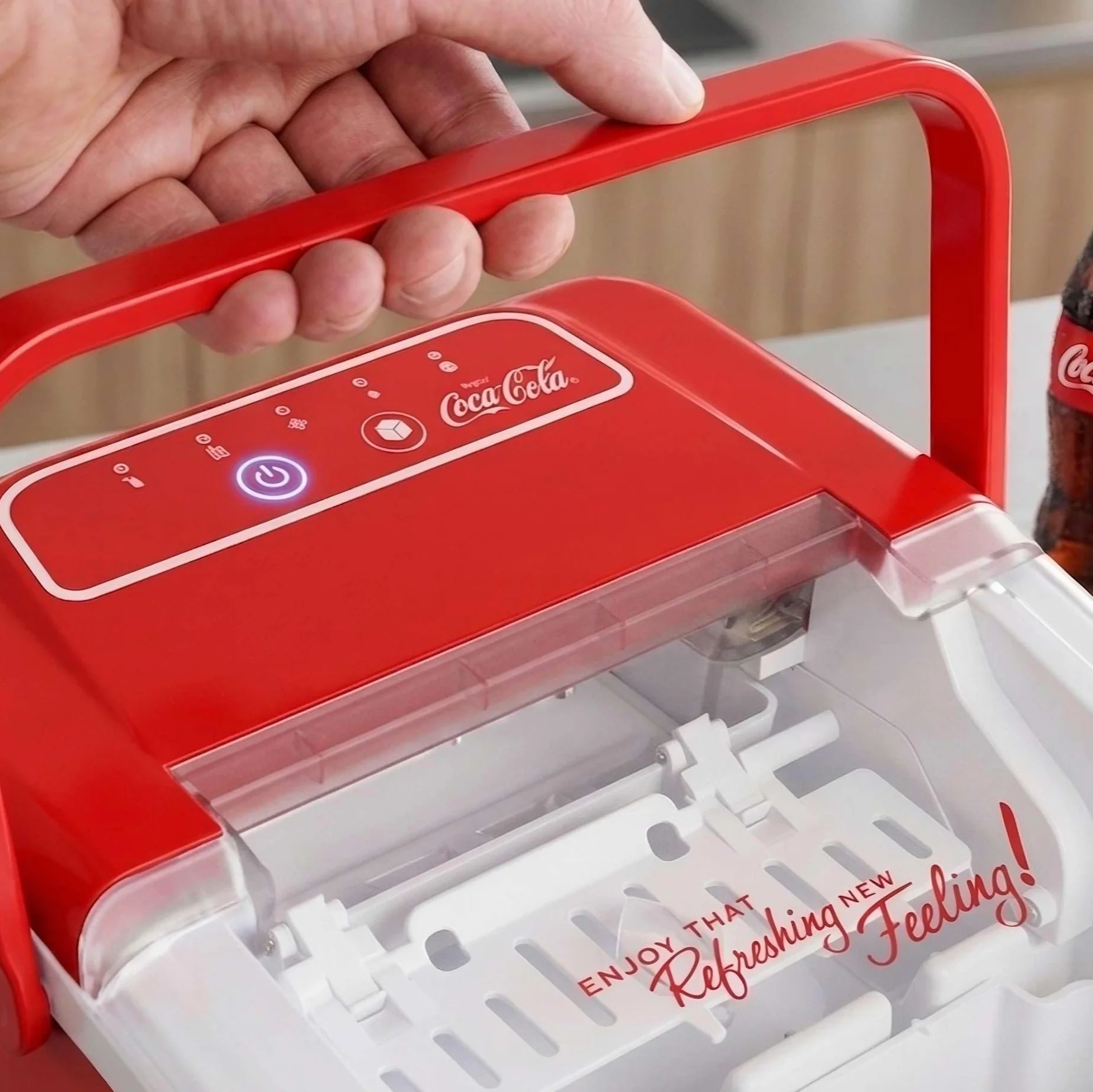 Machine à glaçons Salco Coca-Cola – Fabricant de glaçons avec 2 tailles de glaçons – Design rétro rouge – Machine à glaçons portable pour cocktails, boissons et soirées (10 kg par 24 heures - Rouge)