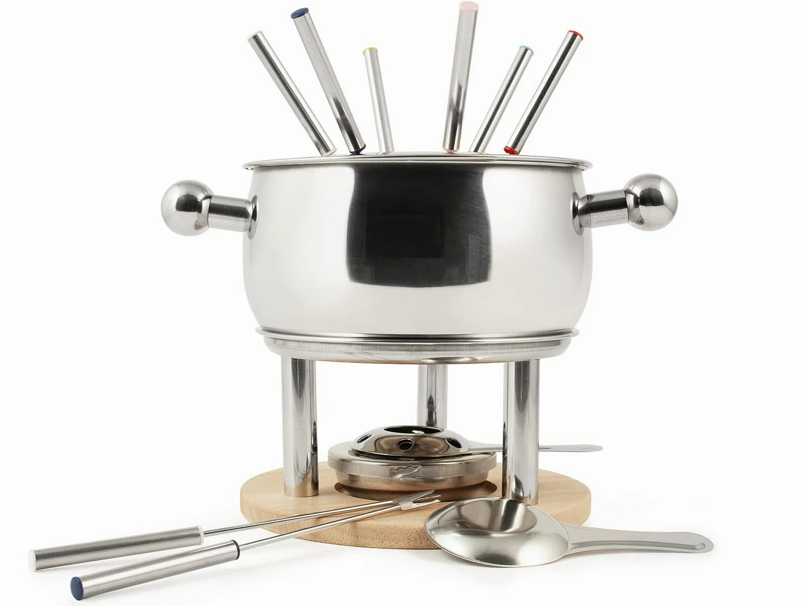 Home 9830000 Service à Fondue 11 pièces pour 6 Personnes en Acier Inoxydable 18/10, bourguignonne, Chocolat, fromages