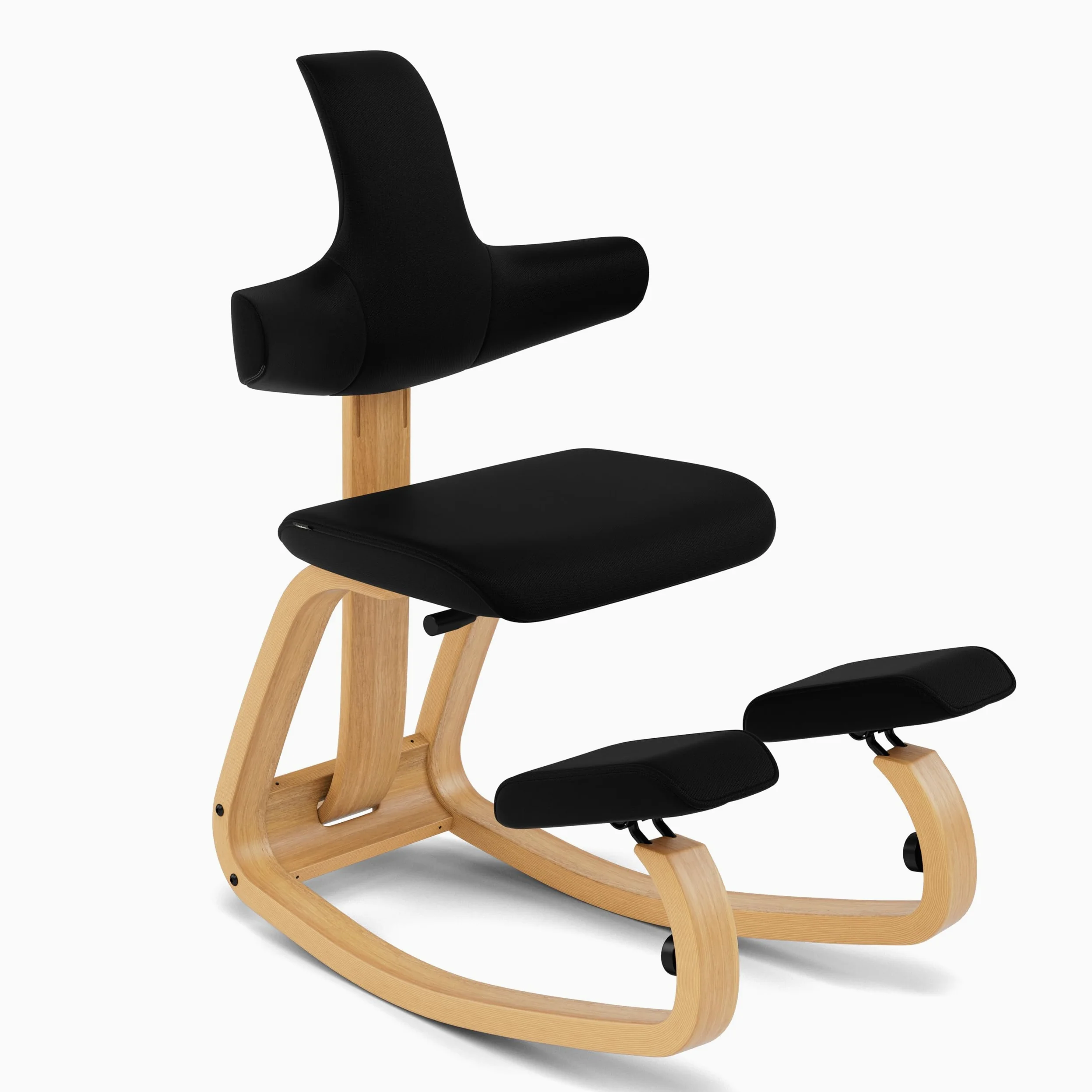 Varier Thatsit Fauteuil genoux ergonomique réglable en hauteur avec dossier et cadre en bois de hêtre pour une assise active Marron/noir