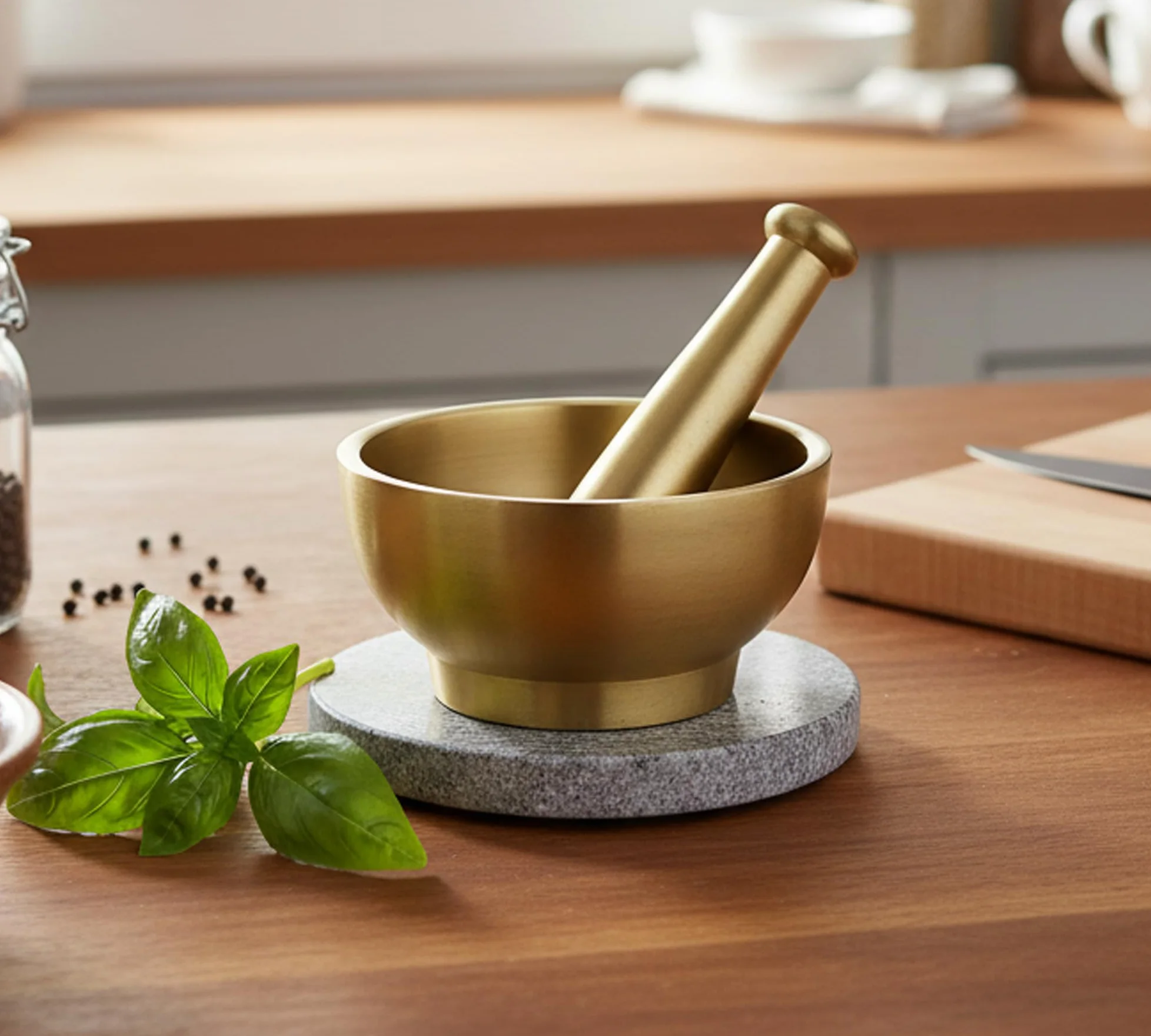 Esplanade Mortier en laiton pour cuisine – Okhli 10,2 cm pour broyer les épices, les herbes – traditionnel Imam Dasta, Kharal, Kundi