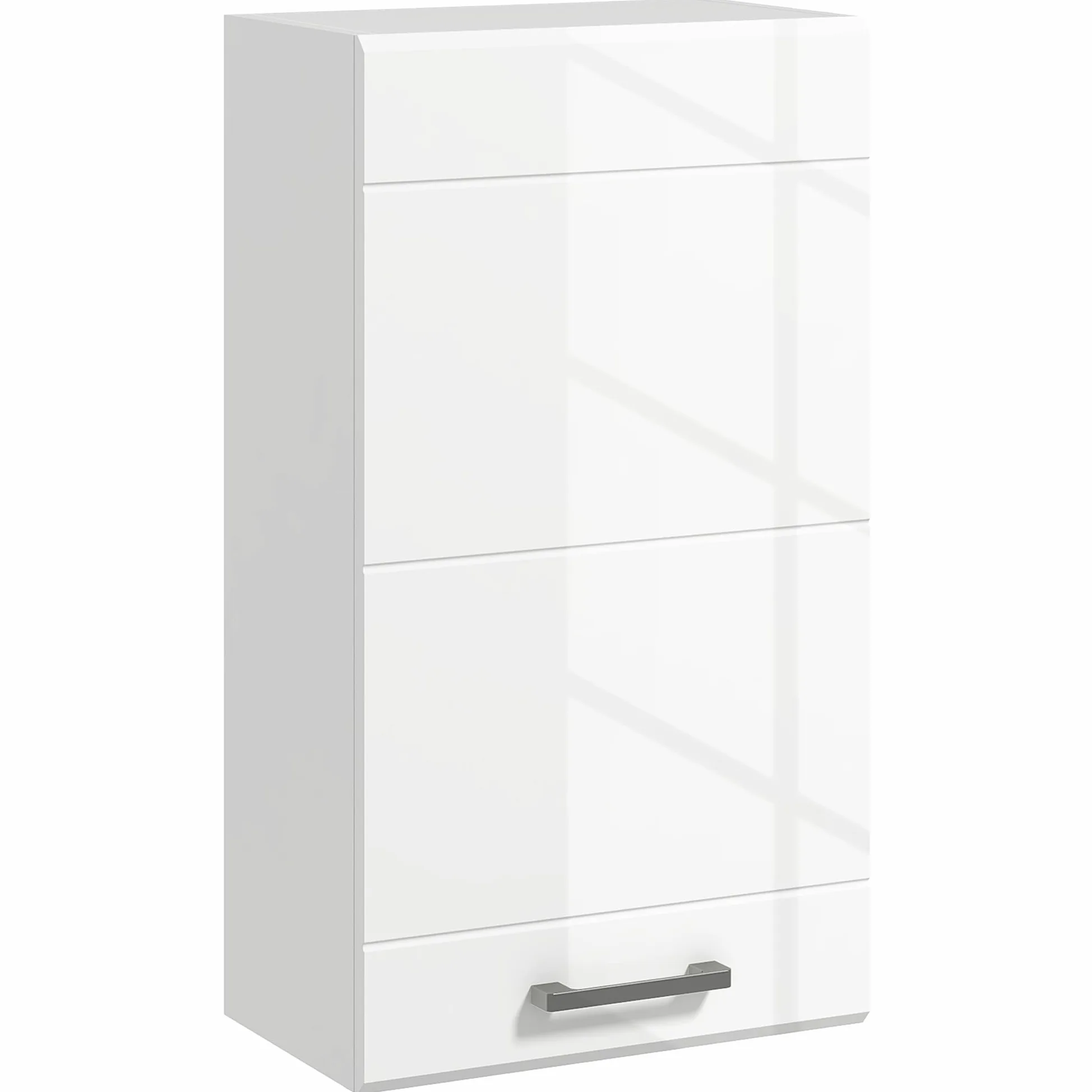 kleankin Armoire Murale de Salle de Bain, Placard de Rangement Toilette 3 Niveaux, étagère réglable, 1 Porte, Moderne, Armoire Suspendue, 37 x 22,5 x 70 cm, Blanc Haut Brillant