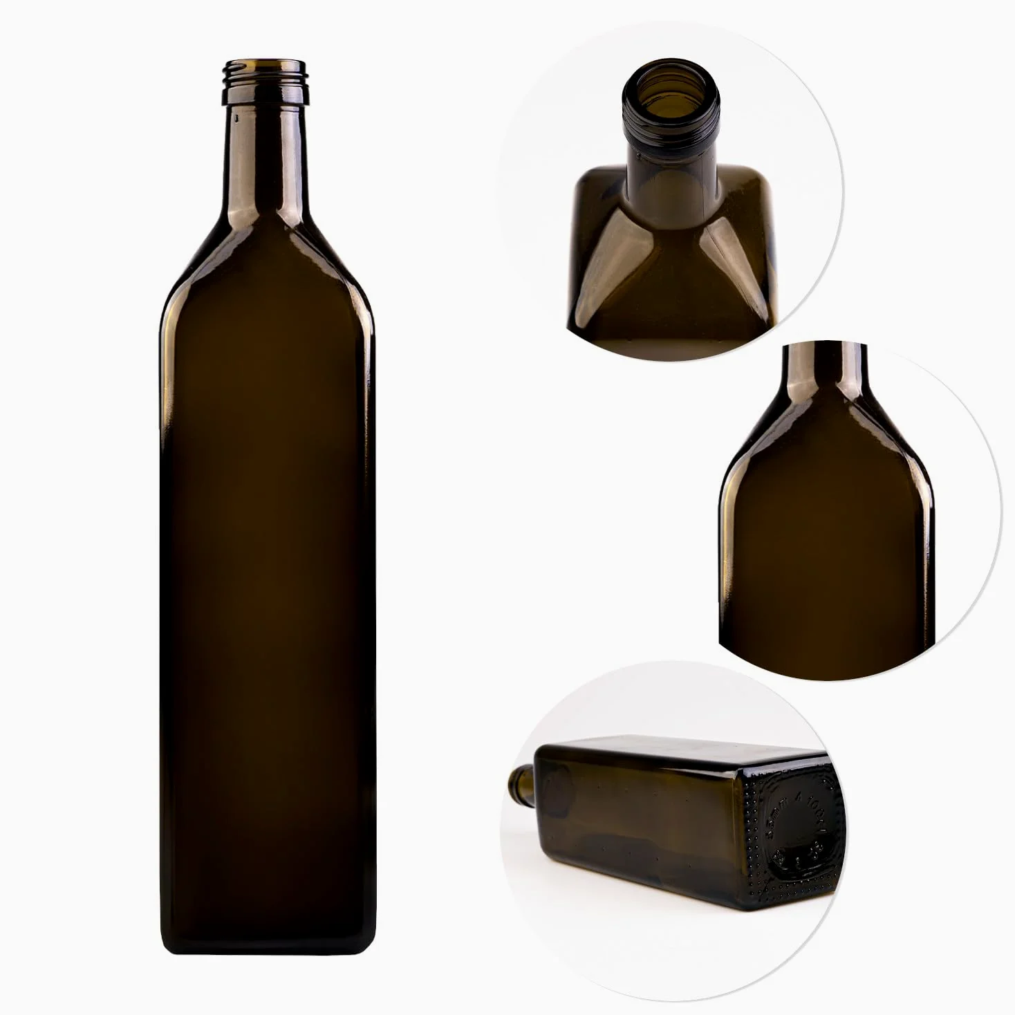 Lot de 25 bouteilles en verre 1000 ml (1 L) vert olive, pour huile, vinaigre, vin et liqueurs, bouteilles de haute qualité pour la restauration et le stockage