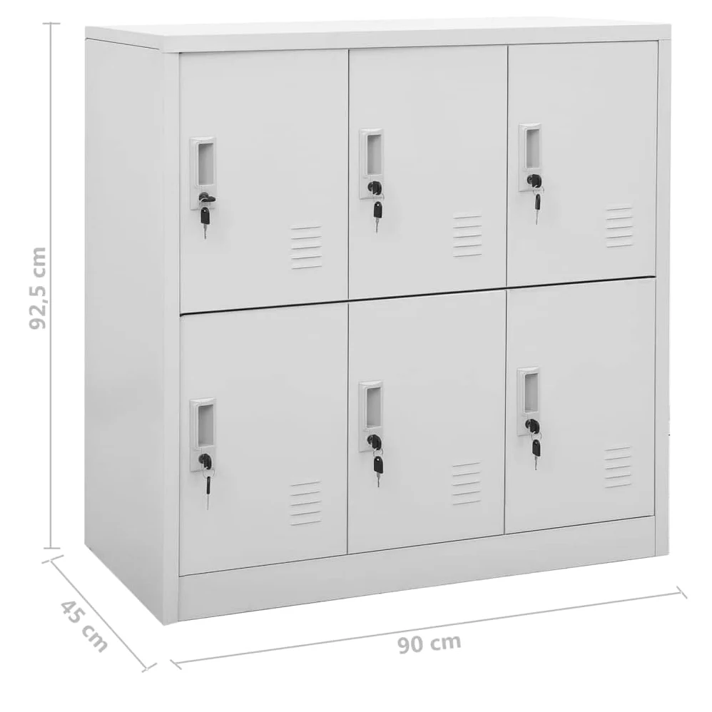vidaXL 2X Armoires à Casiers Meubles de Classement Verrouillables Armoires de Rangement Organisateur Bureau Gris Clair 90x45x92,5 cm Acier