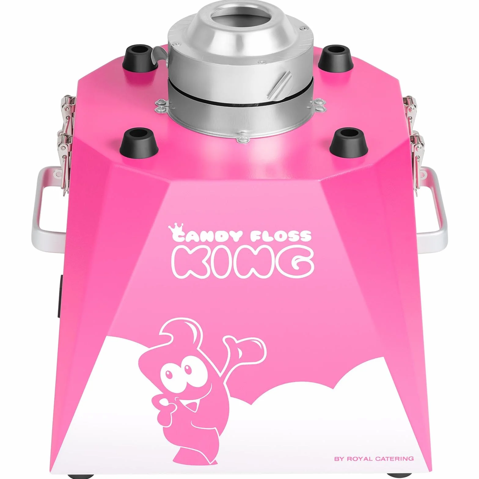 Royal Catering RCZK-1030-W-R Machine a Barbe a Papa Professionnelle (Ø 52 cm, 1200 W, 1 portion / 30 s, Acier Inoxydable) Rose