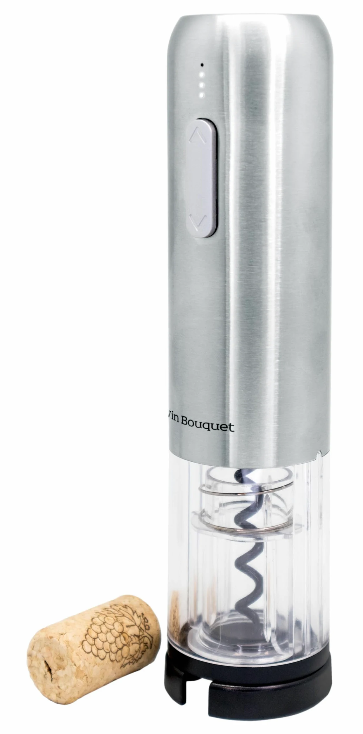 Tire-bouchon électrique compact avec indicateur de batterie et décapsuleur inclus