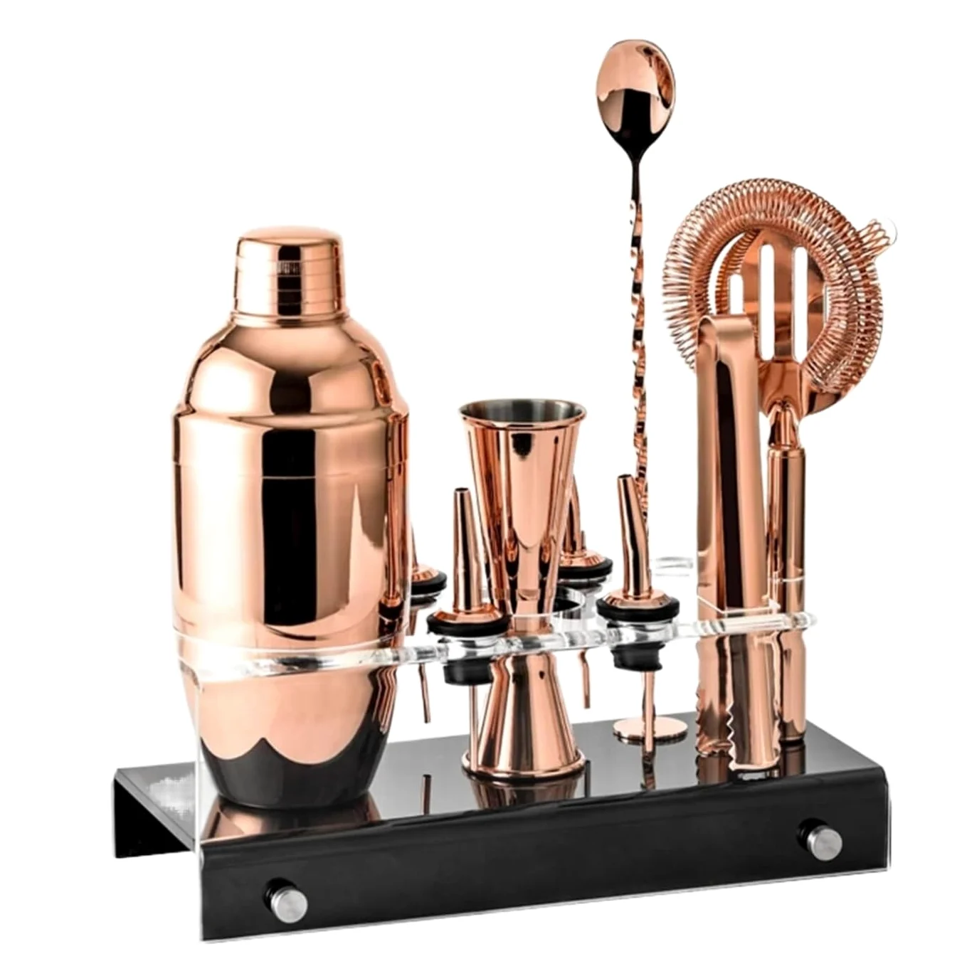 Ensemble de Cocktail Shaker à Cocktail Shaker Kit 10pc Cocktail Shaker avec Support Acrylique en Acier Inoxydable Bar Tool Set Bartending Kit Shaker Cocktail Kit Shaker Cocktail Set(G)