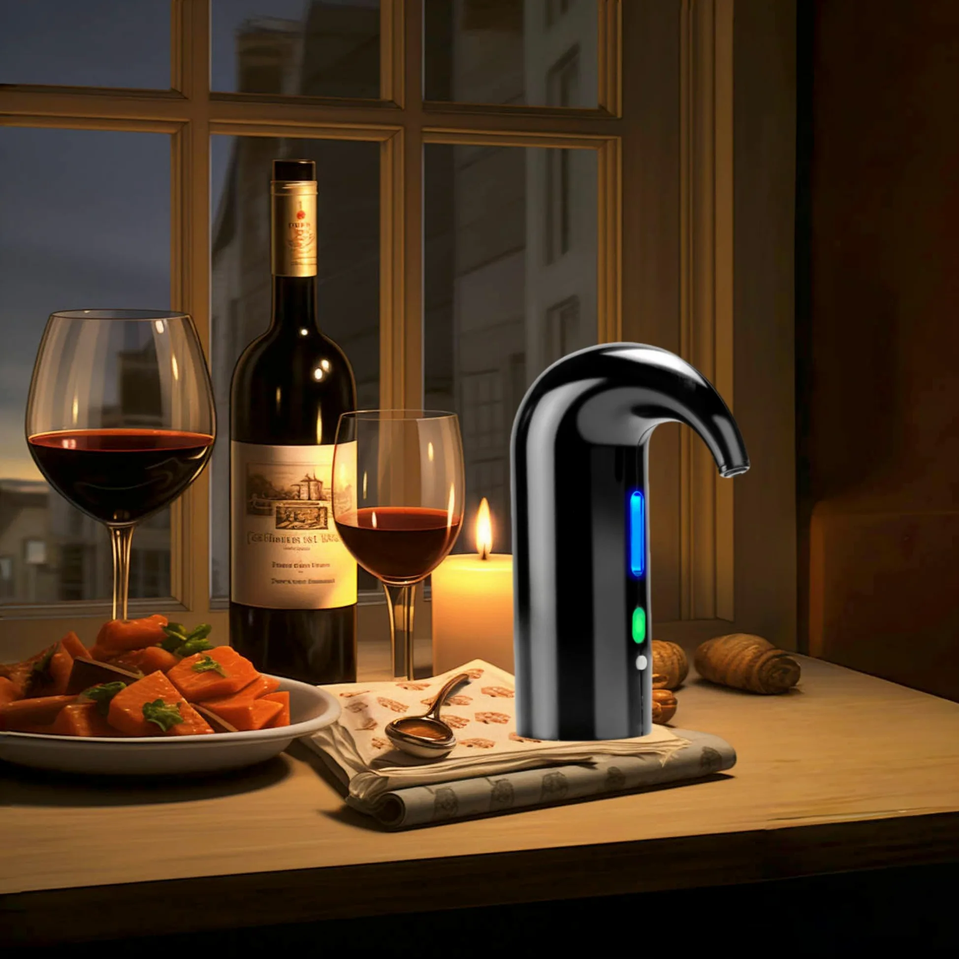 Yomety Aérateur de vin électrique, décanteur de vin électrique, distributeur de vin, accessoires de vin, bec verseur et cadeaux pour les amateurs de vin