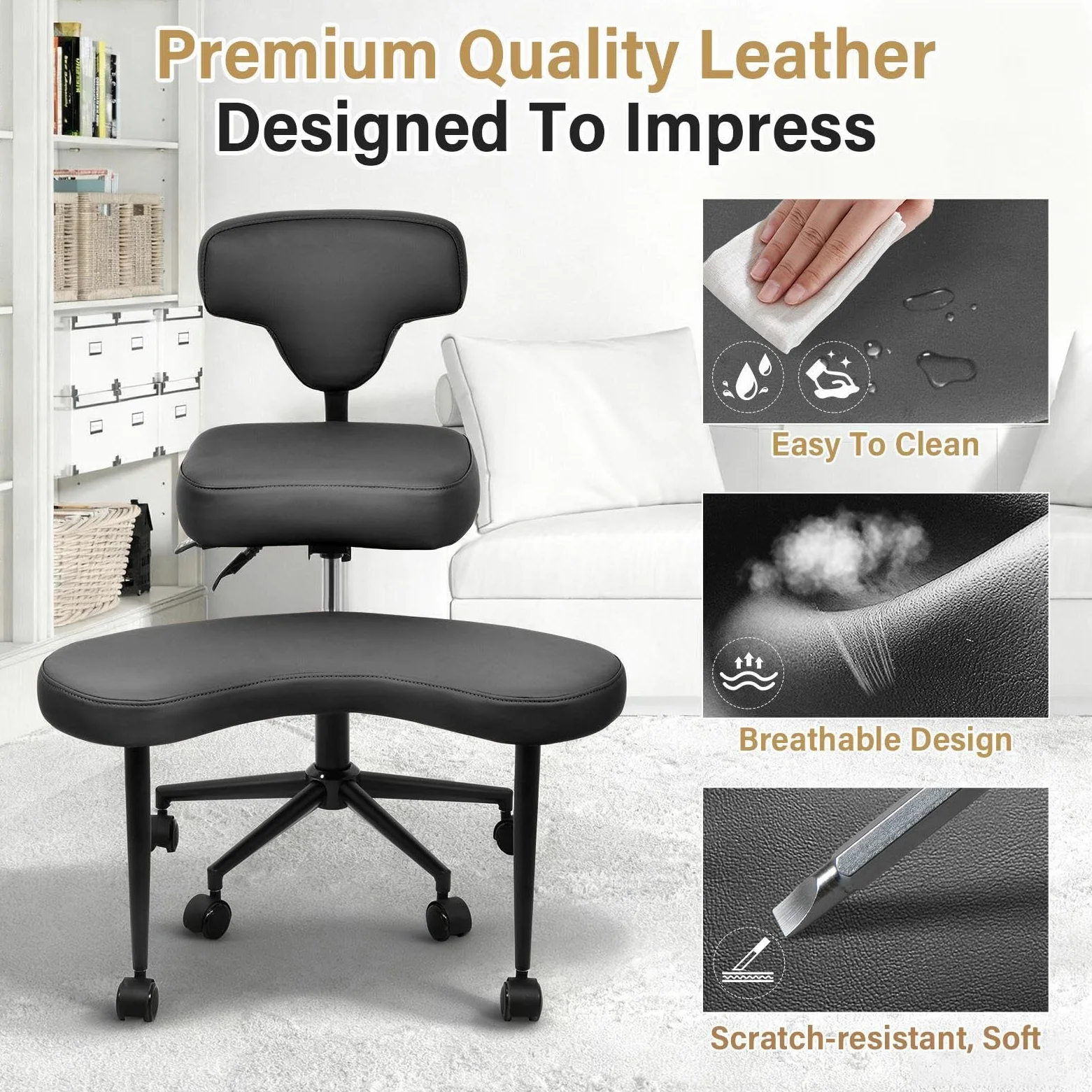 Générique Chaise de méditation, Chaise à Coffre croisée avec Roues TDAH, Table de avec Soutien Lombaire et Hauteur - Tabouret ajusté, Chaises de méditation Ergonomique pour Fidget Philipes - Noir