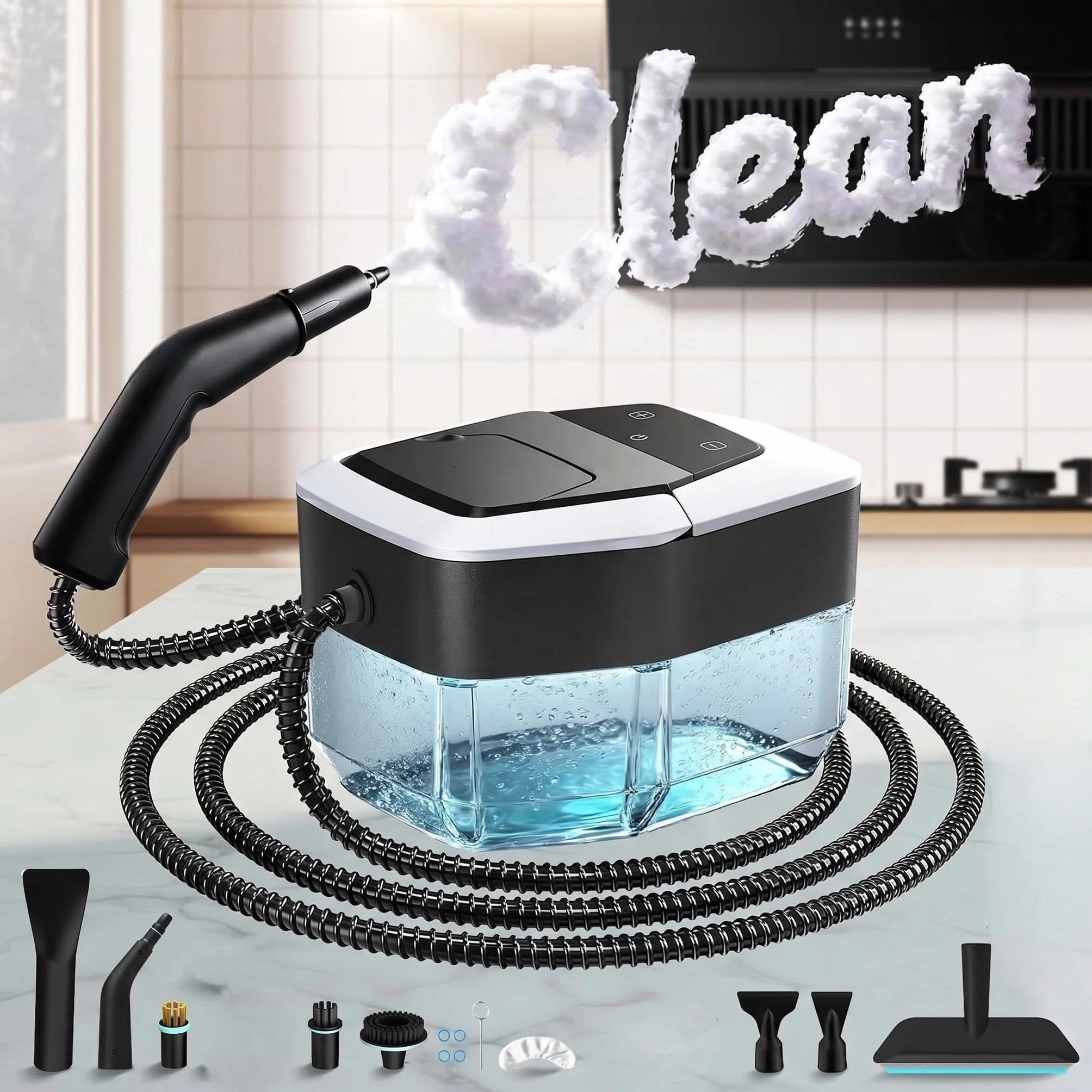 Portable Nettoyeurs Vapeur électriques Nettoyeur Vaporisateur Appareil Vapeur Nettoyeur Vapeur a Main Haute Pression Voiture Vitre Canapé Maison Voiture Fenêtres Cuisine Salle de Bain Sol (noir)