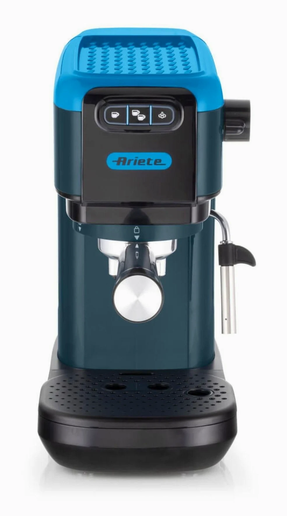 Ariete 1399 Machine à Café Percolateur, pour Expresso, Cappuccino, Thé et Tisane, Compatible avec le Café en Poudre et les Dosettes ESE, 1300 W, 15 Bar de Pression, Filtre 1-2 Tasses, Sky Blue