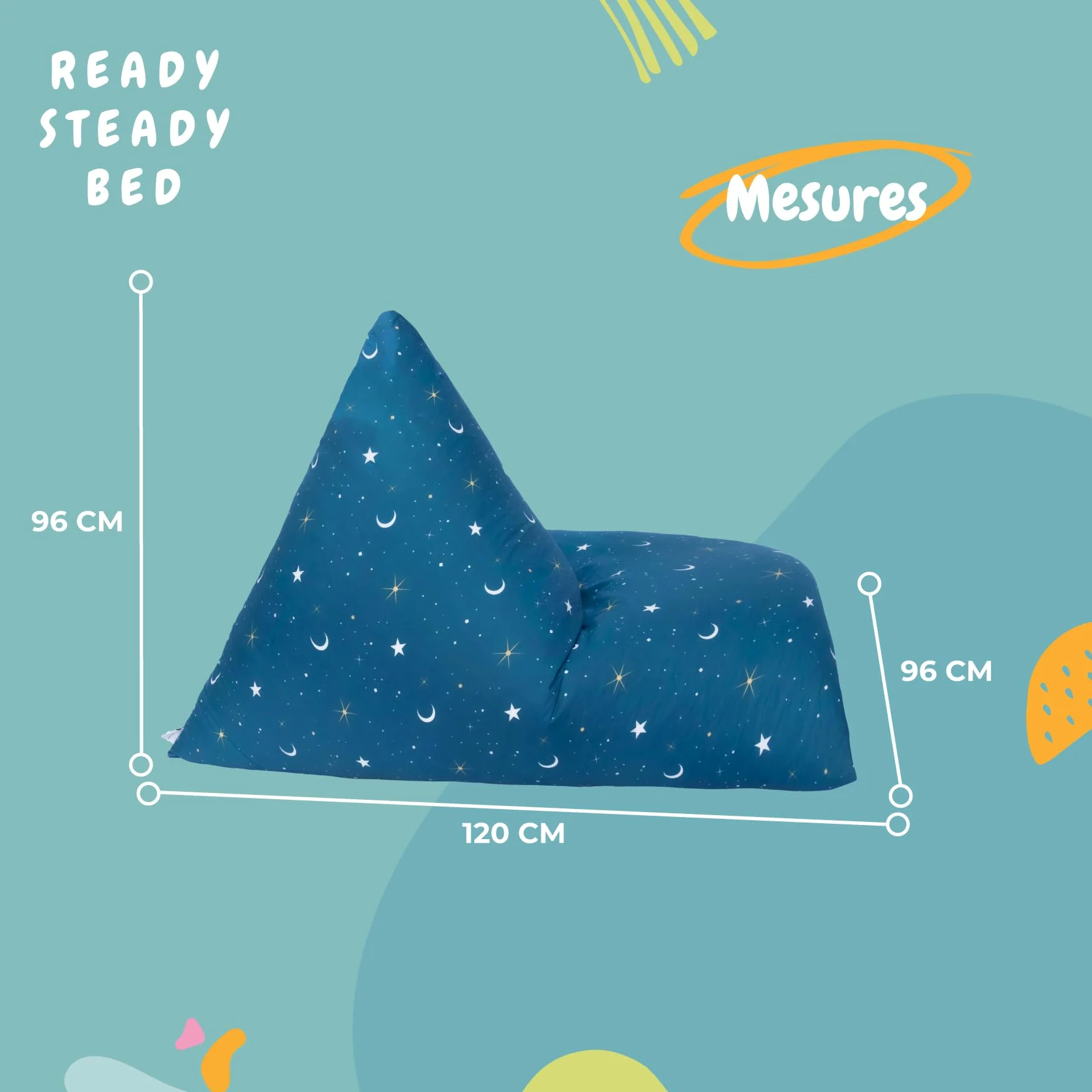 Ready Steady Bed Sac à fèves en Forme de Pyramide pour Enfants | Meubles Confortables pour Enfants | Siège de Relaxation Doux et sûr pour Les Enfants Salle de Jeux (Clair de Lune)
