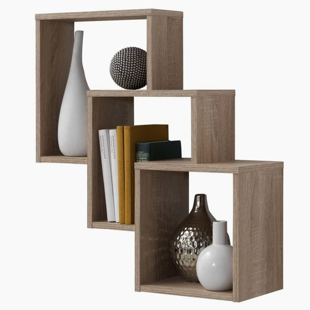 FMD Möbel 297-001_ei Fibi Étagère Murale avec 3 Compartiments Panneaux Mélaminiques Chêne 19 x 64 x 65,5 cm