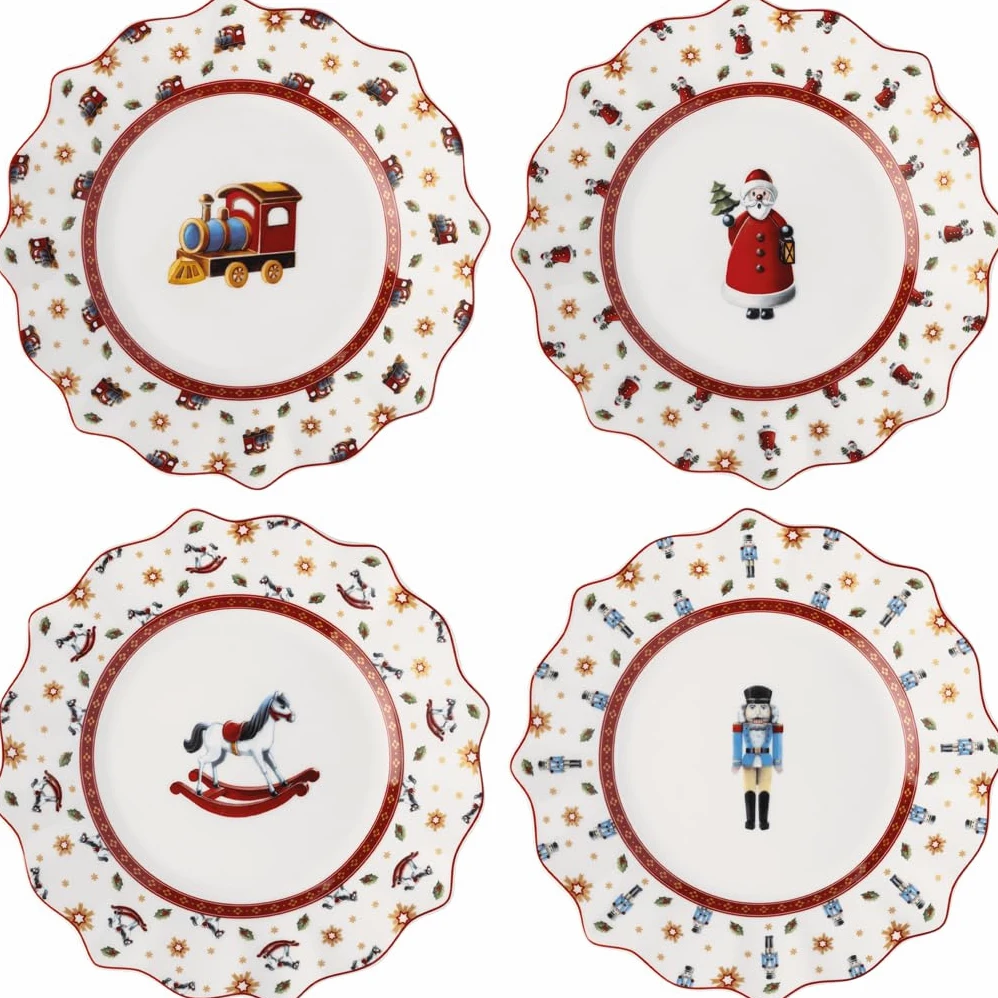 Villeroy & Boch - Toy’s Delight ensemble d’assiettes anniversaire 4 pièces multicolore, ensemble d’assiettes, assiette plate, motif Noël, vaisselle de Noël, porcelane premium