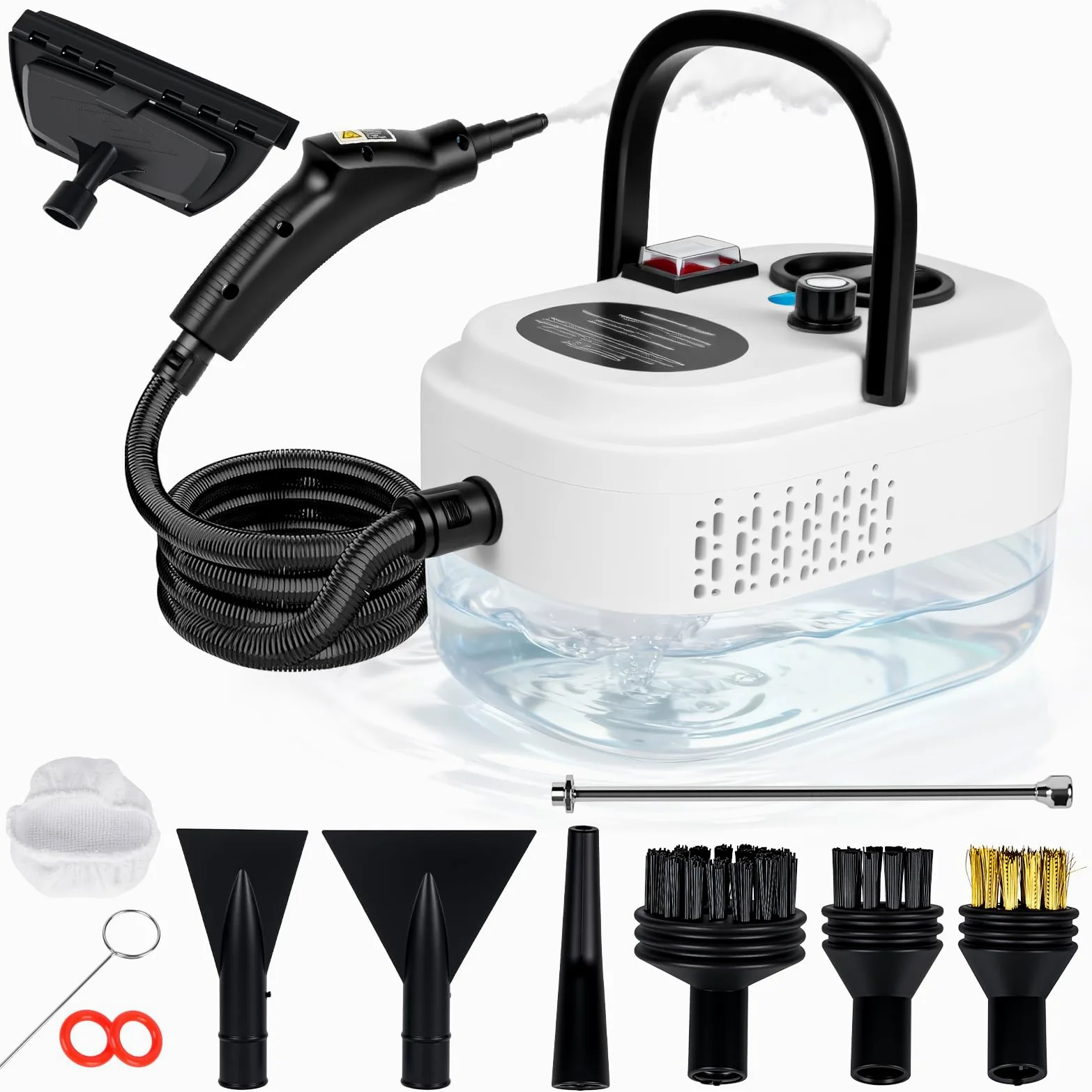 Nettoyeur Vapeur Portable 2500W - 3.5 Bar Pression - 6 Niveaux Réglables - 15s Chauffage Rapide - Réservoir 1200ml - Idéal Voiture, Climatisation, Salle de Bain & Cuisine