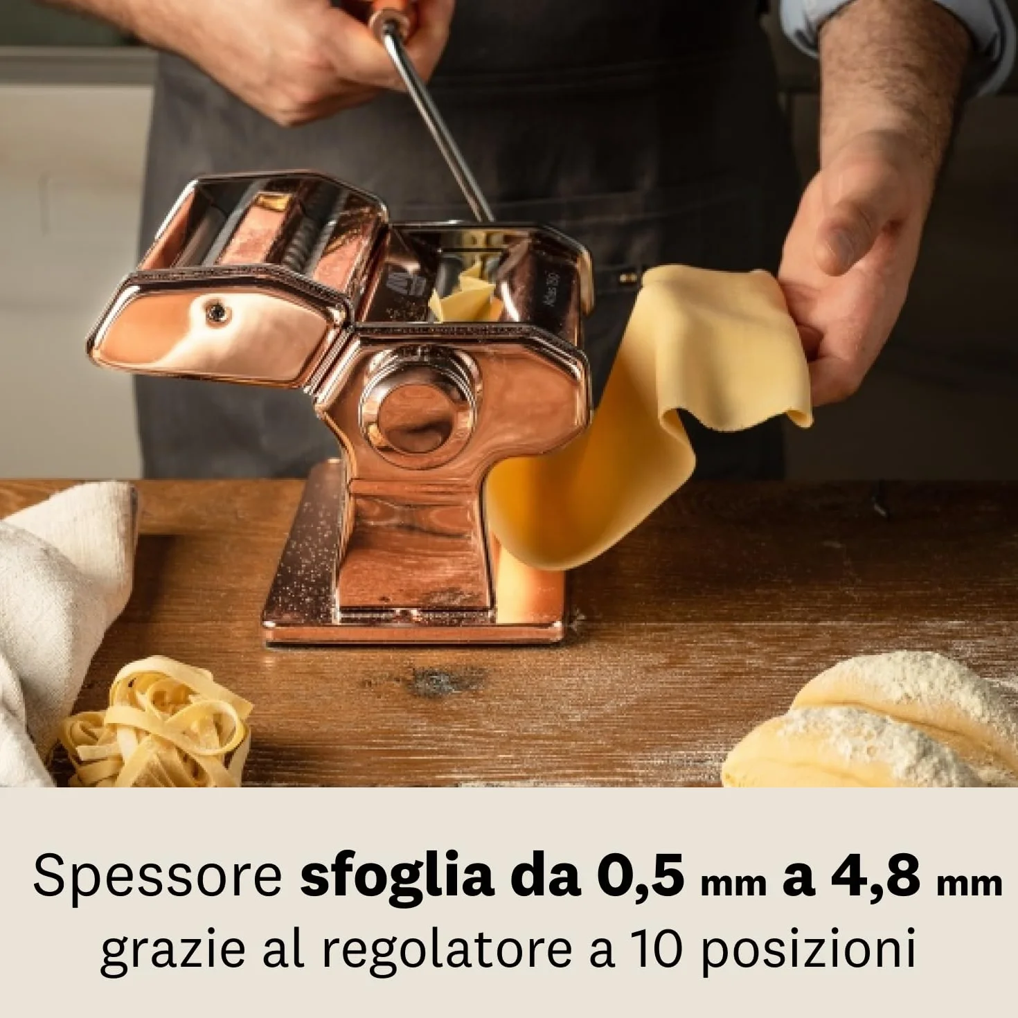 Marcato Atlas 150 Classic, machine à pâtes manuelle avec accessoire interchangeable AT-150-CLS 20 x 20.7 x 15.5 cm