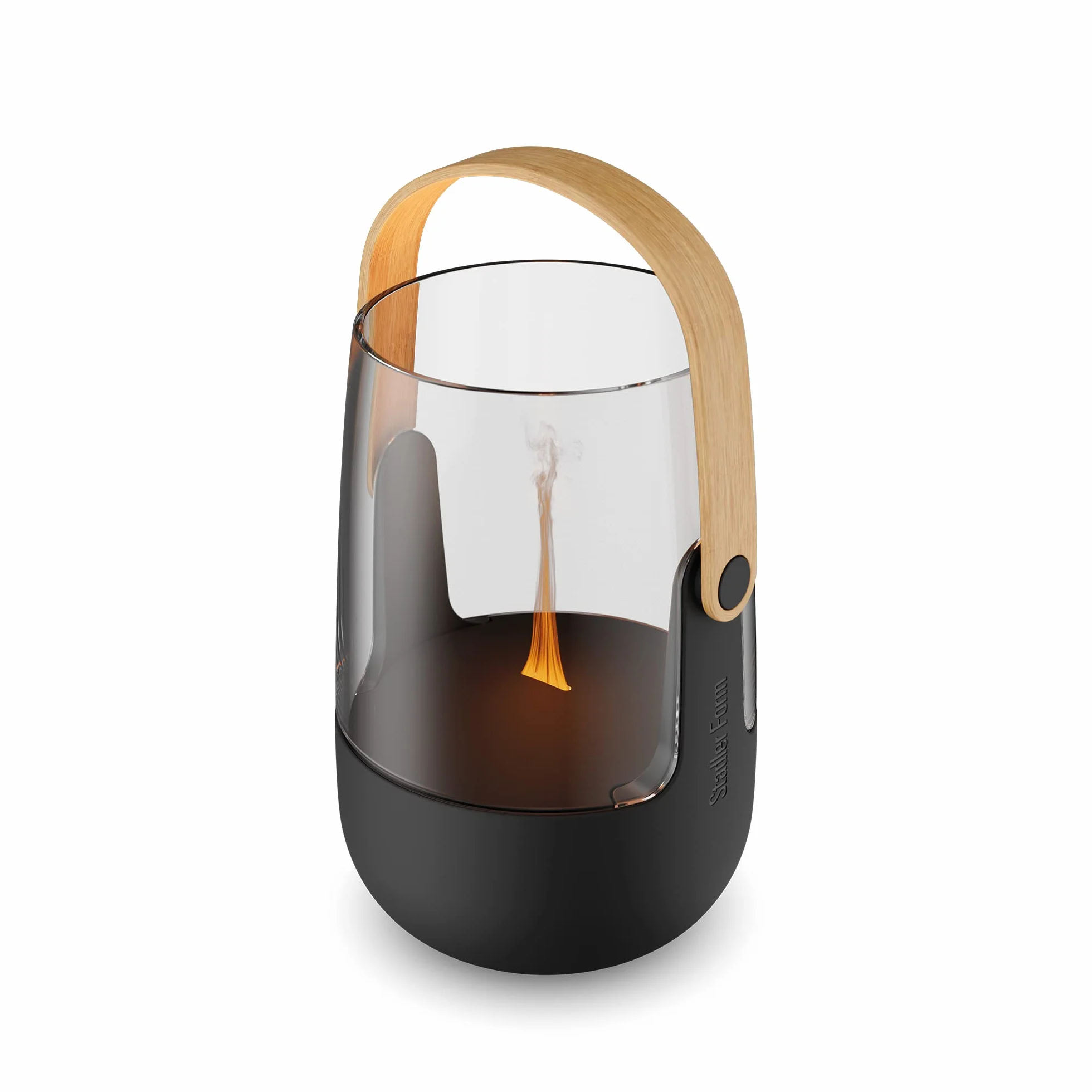 Stadler Form diffuseur d'arômes & lanterne Sophie little, avec batterie rechargeable jusqu'à 7h, l'intérieur et l'extérieur, parfumé, effet de flamme, pour huiles essentielles, noir, poignée en bambou