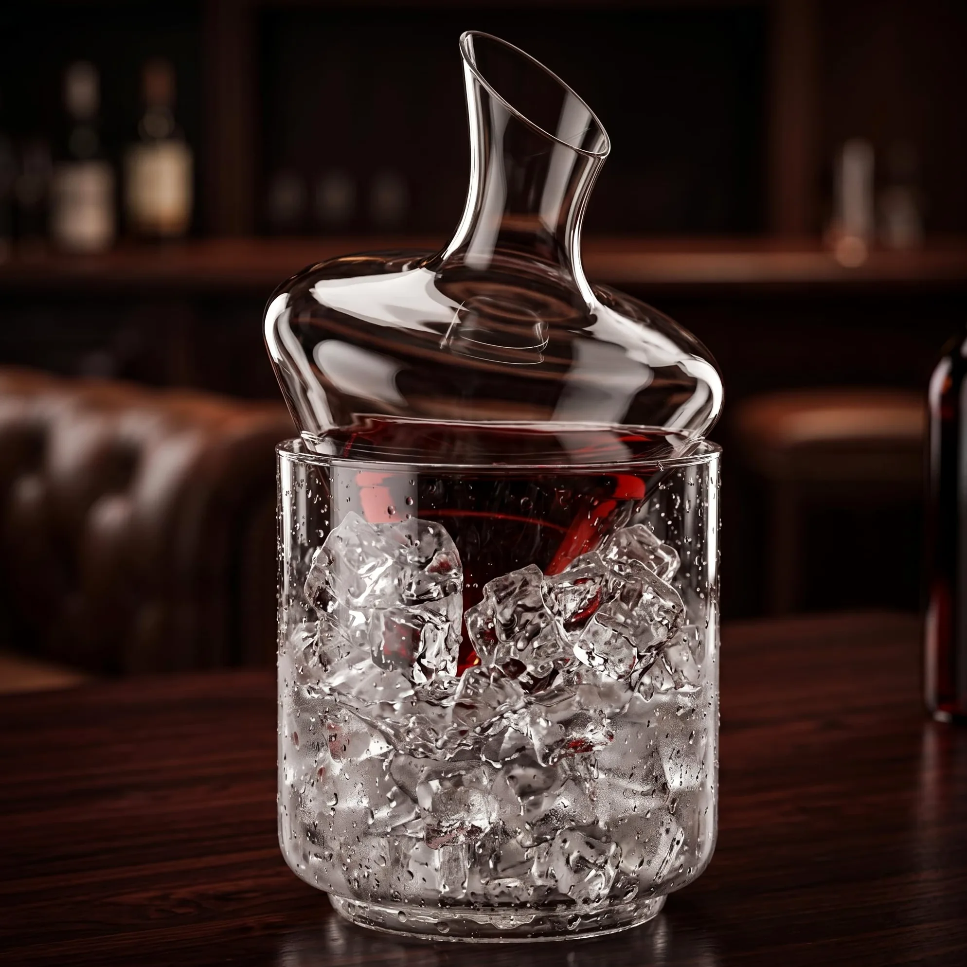 Cywinfow Décanteur à vin avec seau à glace - Verre borosilicate 3.3 1000 ml - Résistant au froid et à la chaleur (-10 °C à +175 °C) - Avec aérateur de vin pour un développement optimisé des