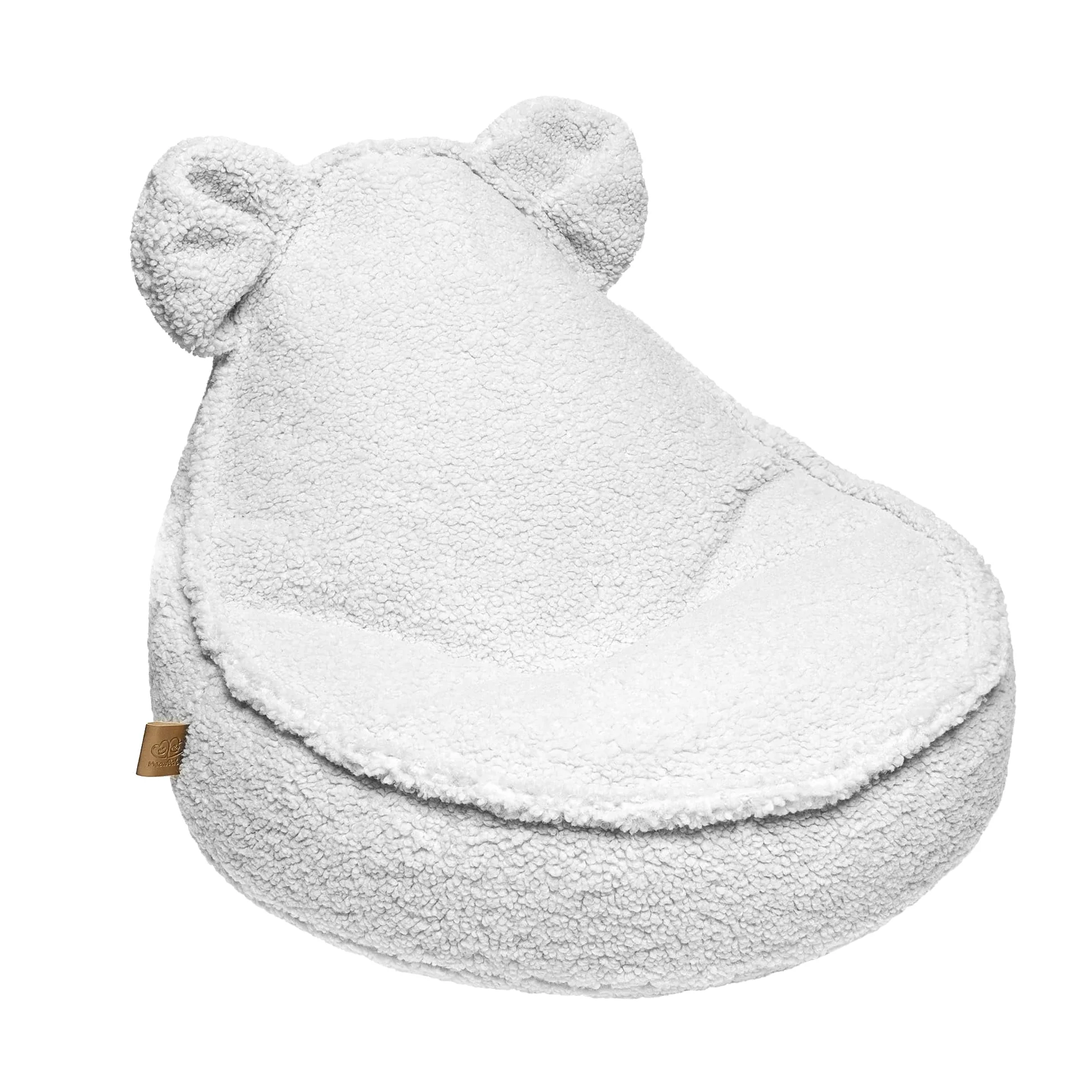 MEOWBABY Pouf Chambre Enfant - Fauteuil Poire Confortable et Léger - Pouf Poire Ergonomique pour Lecture et Jeu - Siège Douillet pour Fille et Garçon avec Remplissage de Billes, Bearly, Blanc
