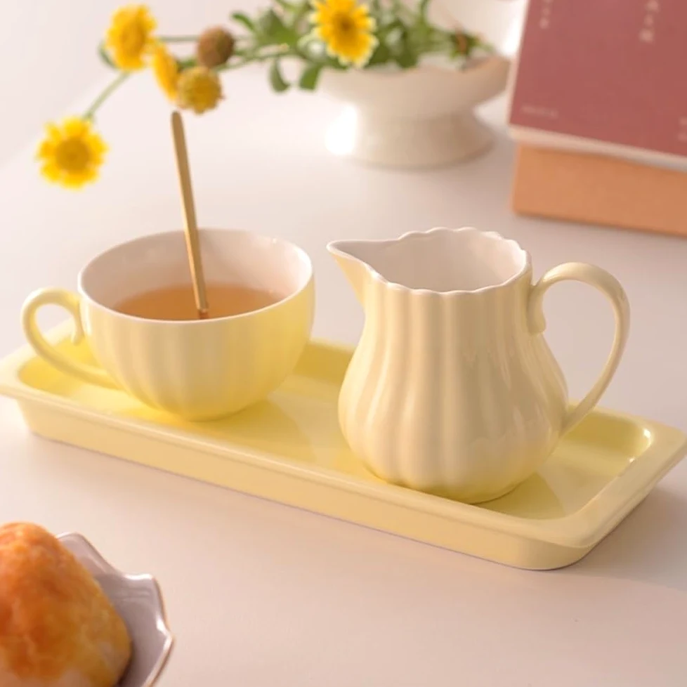 Pot à Lait, saucière, Tasse à Eau, pichet à crème, Pot à café, Pot à Sucre, Pot en céramique à Motifs Floraux avec Anse