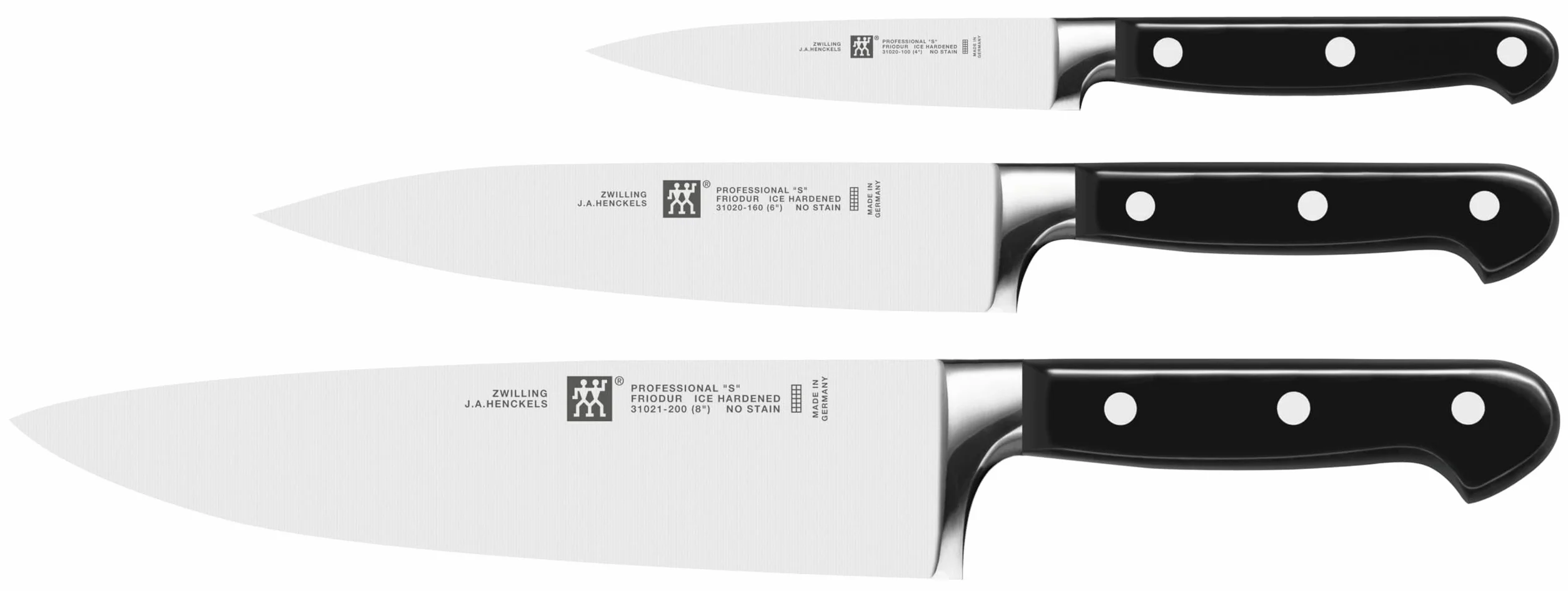 ZWILLING Professional S Set de couteaux 3 pièces, acier spécial inoxydable, noir, Made in Germany