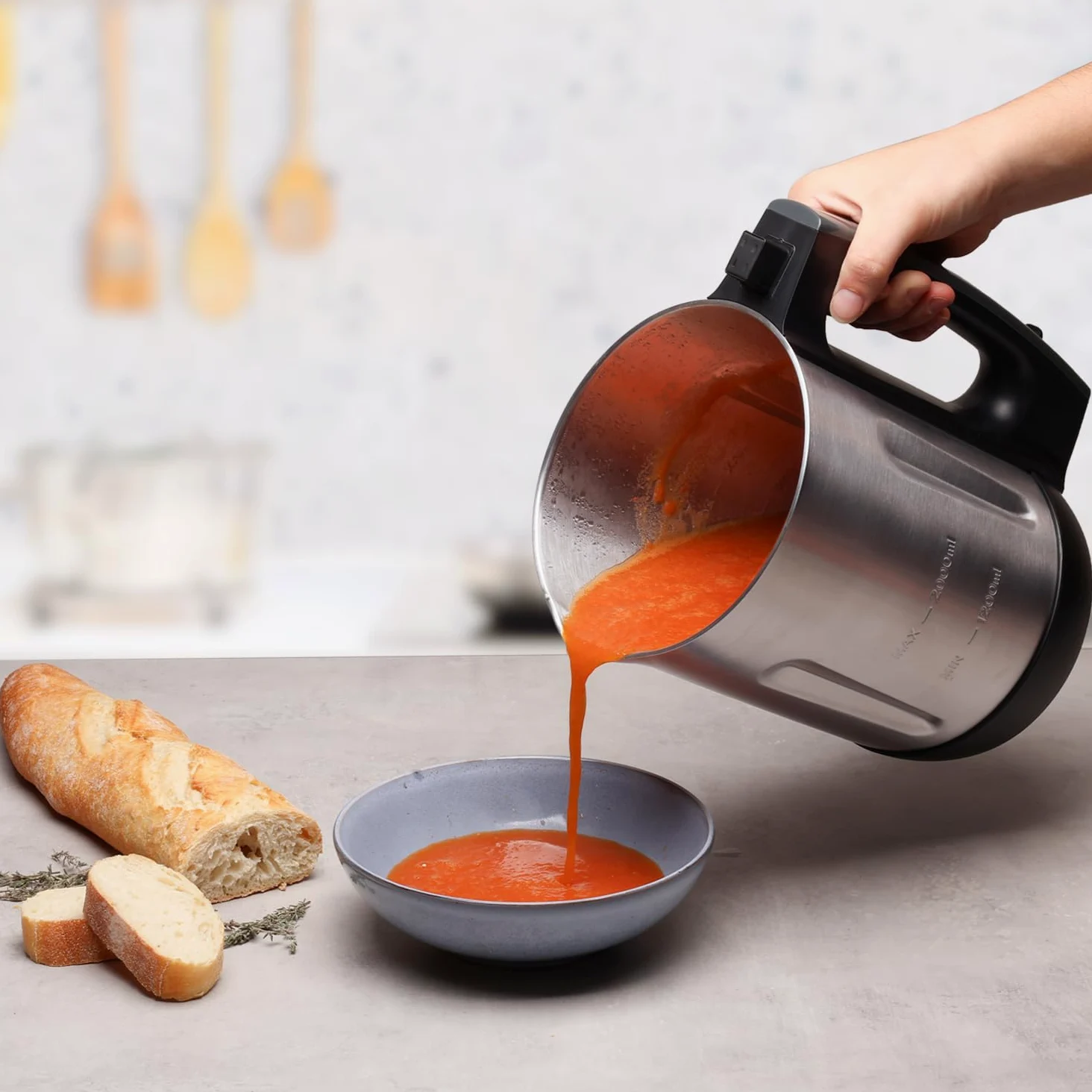 Blender Soupe | 2L | 6 Programmes | Affichage LED | Blender Chauffant | 1000W | Acier Inoxydable/Noir