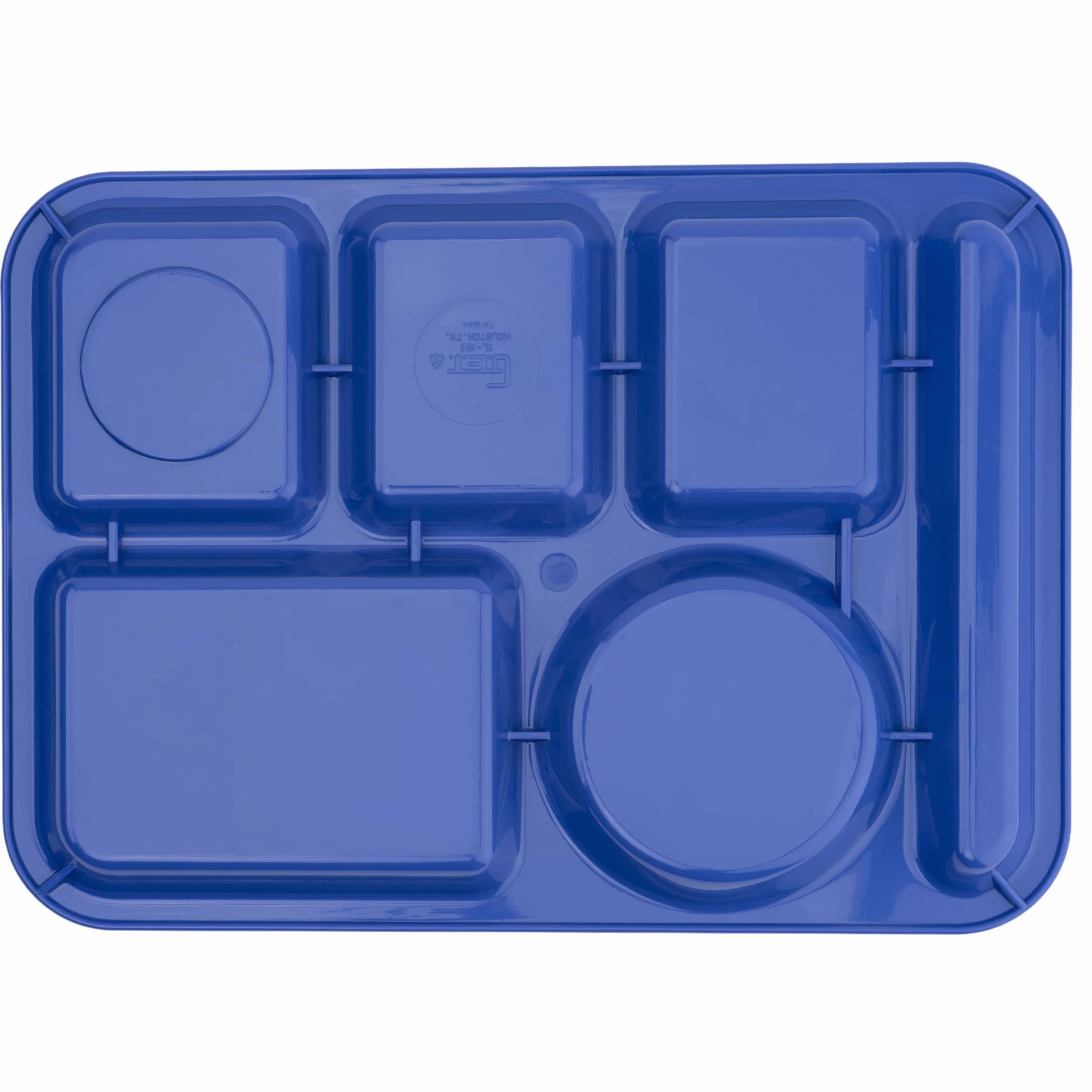 GET Plateau moderne en plastique bleu paon 4 compartiments pour école cafétéria, 25,4 x 35,6 cm
