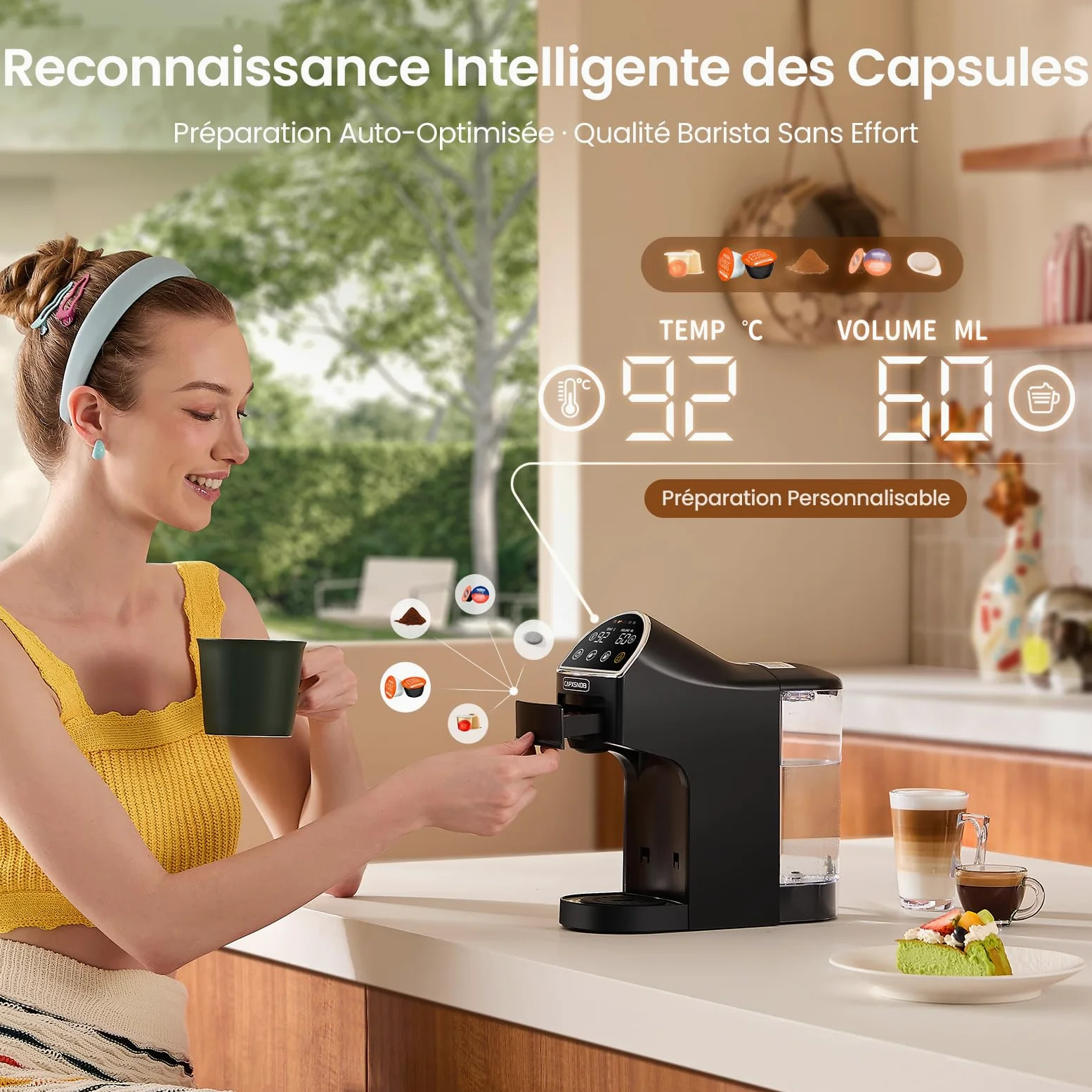 Magician2 Machine à Café Capsules & Dosettes 5 en 1 pour Nespresso, Dolce Gusto, Lavazza A Modo Mio, ESE 44mm & Café Moulu, Écran Tactile, Paramètres Smart, 20Bar, 1.2L, Cafetière pour Maison & Bureau