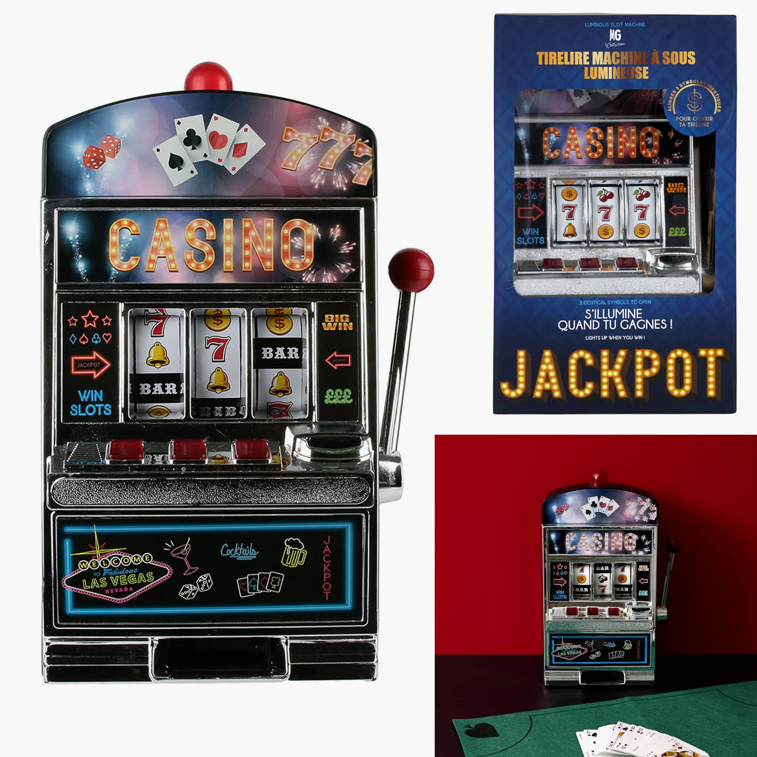 Mister Gadget- Mg3073 - Machine À sous, Taille Unique, Noir