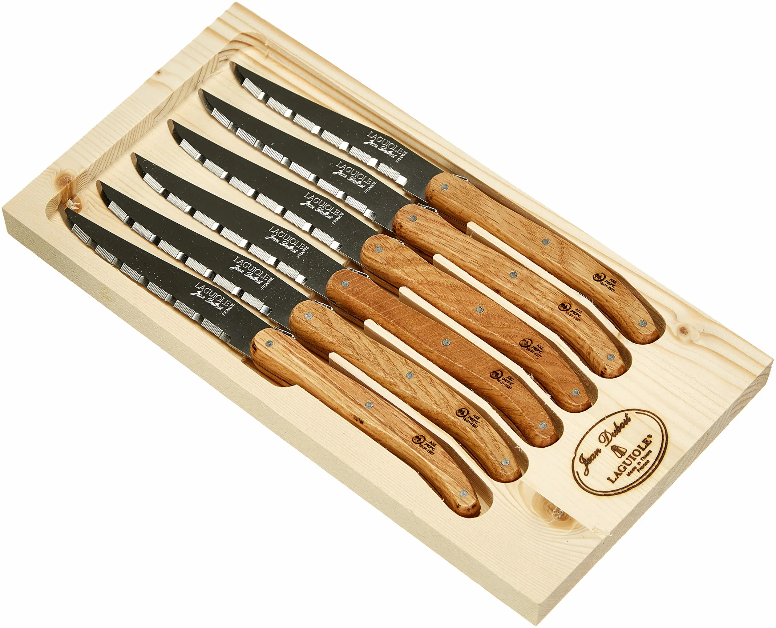 Laguiole Jean Dubost 97141 Coffret Bois Naturel 6 Couteaux à Steak