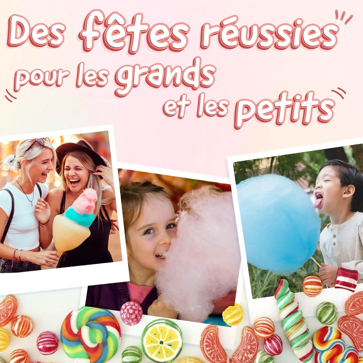 GOURMETmaxx Machine à barbe à papa pour la maison | L'original avec 10 bâtonnets & cuillère doseuse au design rétro nostalgique | Barbe a papa pour les fêtes d'enfants, les anniversaires [Menthe]