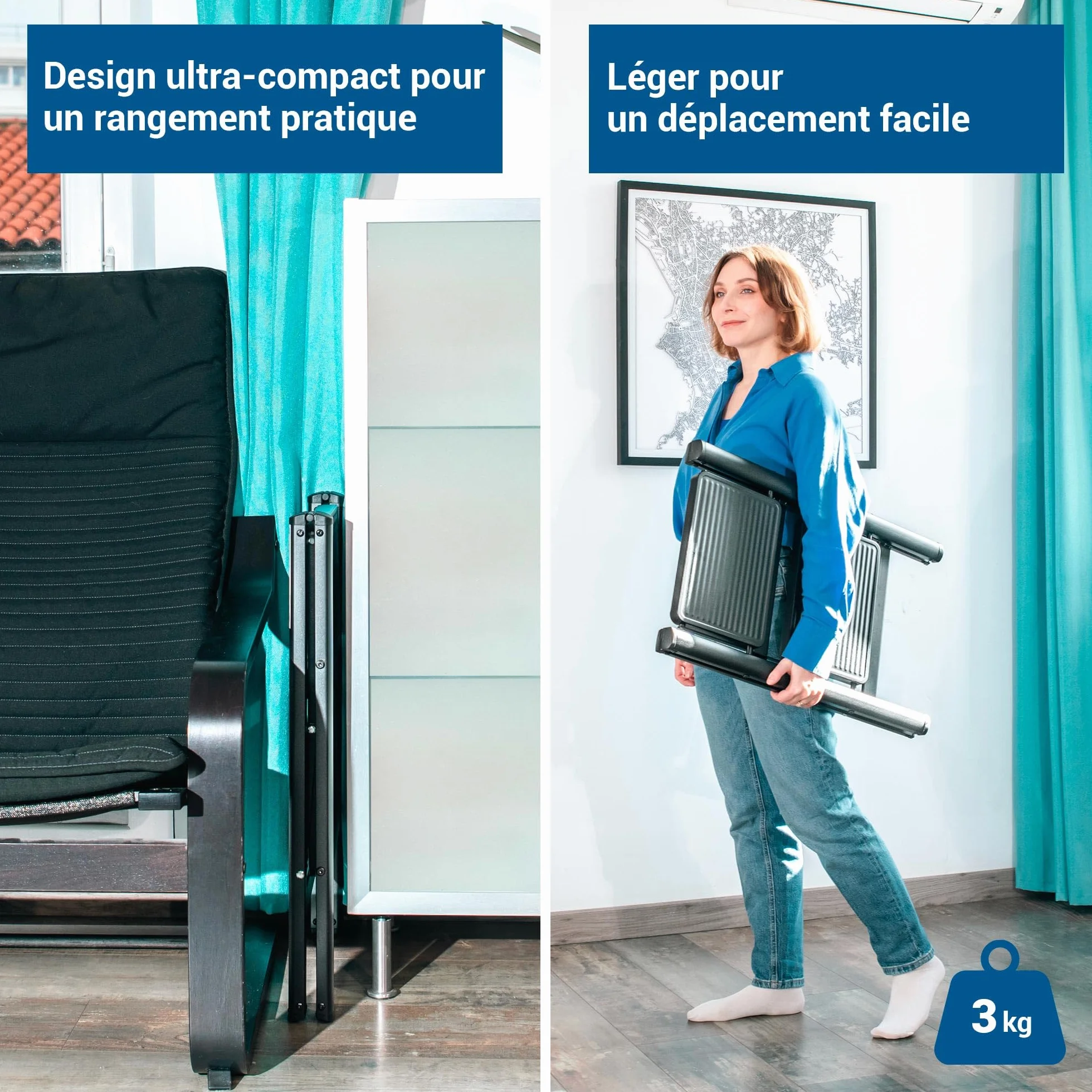 HOSTRÖM Escabeau 2 marches FOLDPACT2, Marche Pied Pliable, Design Ultra-Compact, Marches Larges 17,5 cm, Acier, Etagère temporaire, Garantie 5 Ans