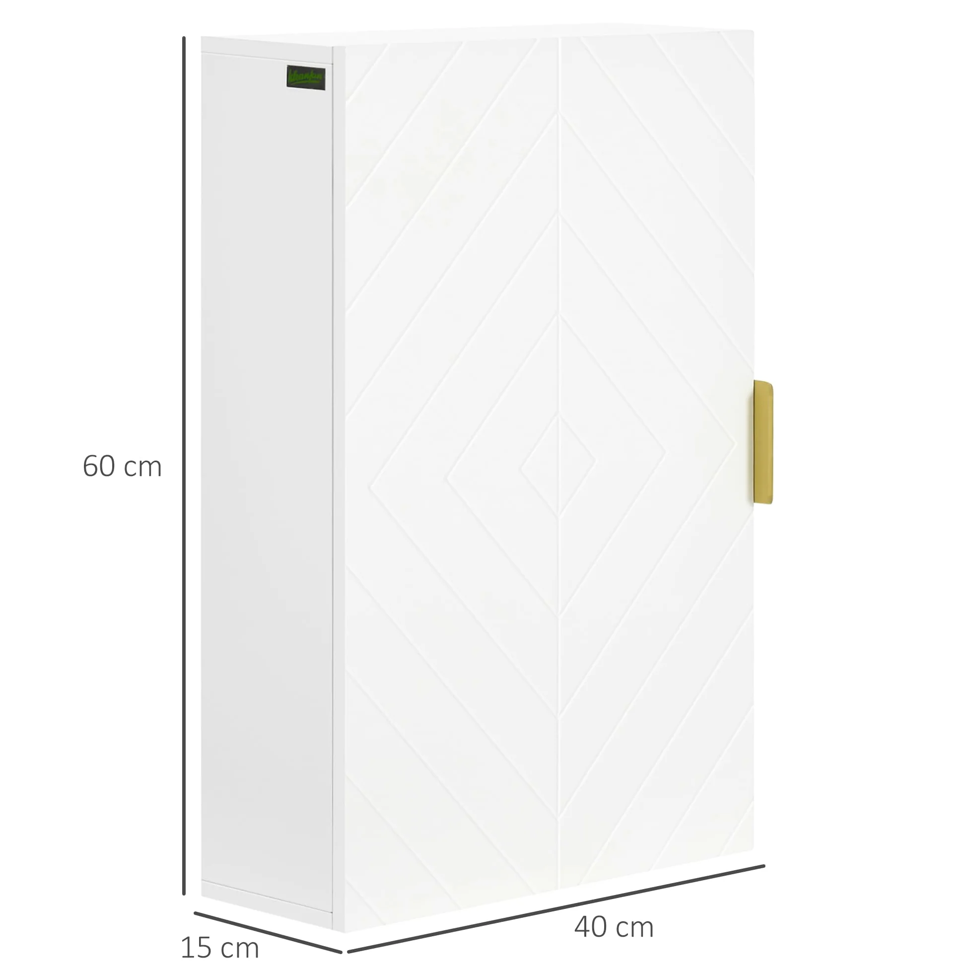 kleankin Armoire Murale de Salle de Bain- Meuble de Rangement - avec étagère réglable - dim. 40L x 15l x 60H cm Blanc