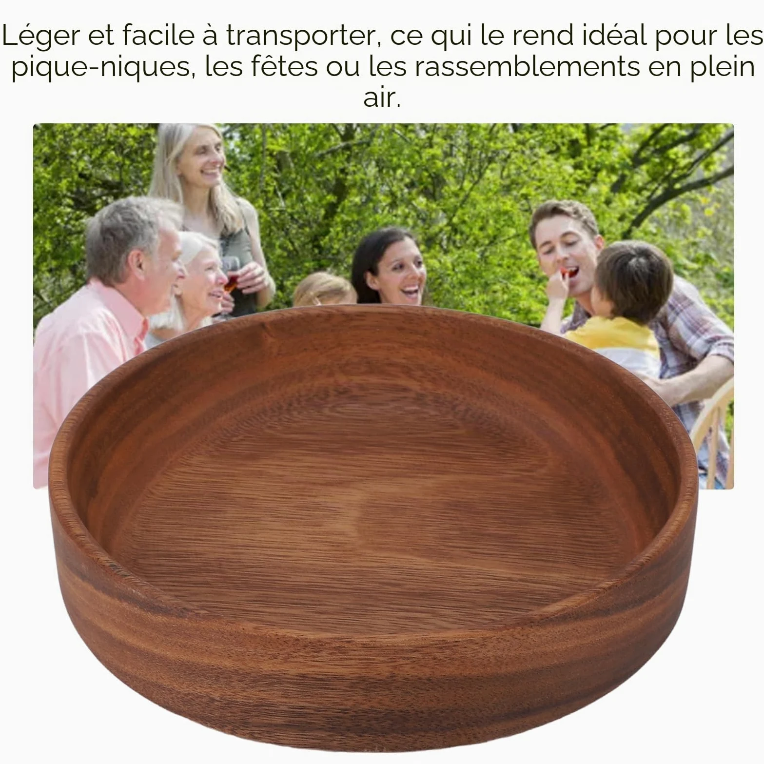 Jenngaoo Saladier Bois 20 cm, Bol à Fruits en Bois Massif, Grand Format, Corbeille a Fruit en Bois pour Pain, Apéro, Décoration, Style Rustique Moderne pour Cuisine et Salle à Manger