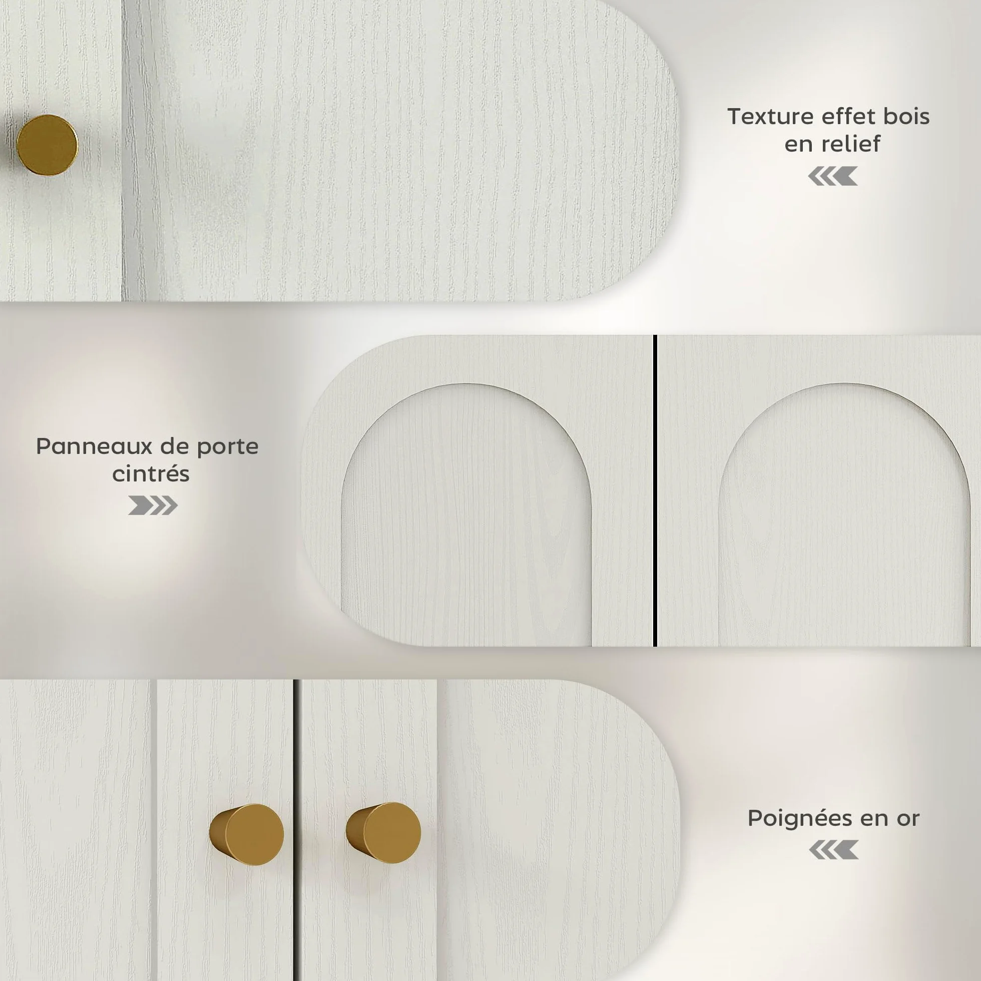 HOMCOM Armoire Murale, Meuble Haut Salle de Bain Style Moderne avec Placard à Double Porte et poignées dorées, Meuble de Salle de Bain Suspendu, 60 x 20 x 60 cm, Blanc