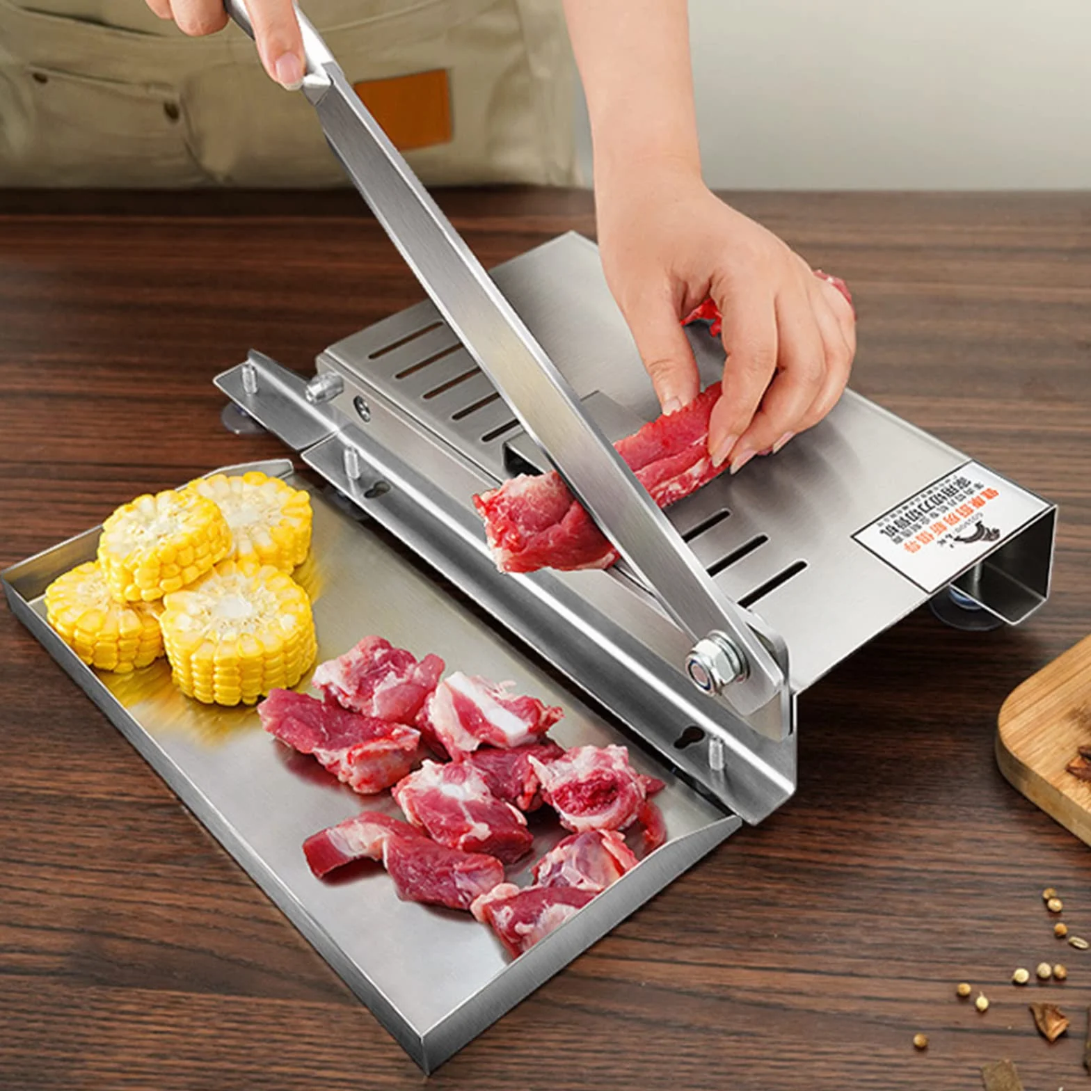 Coupe-Viande Manuel En Os, Hachoir À Viande En Acier Inoxydable, Trancheuse Commerciale Domestique Pour Poisson, Poulet, Bœuf, Viande Congelée, Légumes Et Charcuterie