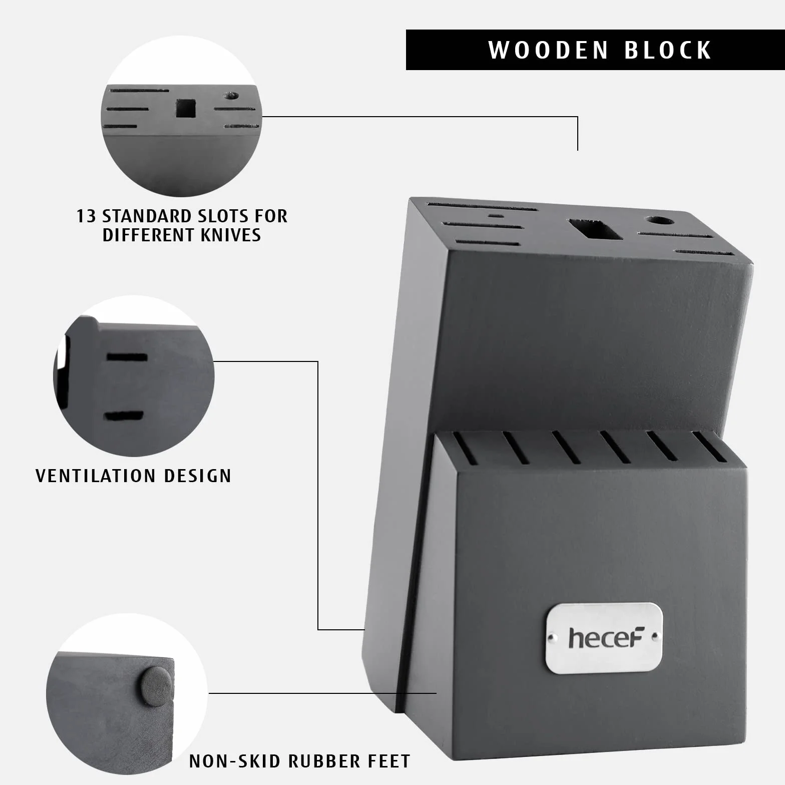 hecef Couteau Cuisine, Porte Couteaux de Cuisine 14 Pièces, Ensemble Couteaux de Cuisine en Acier Inoxydable avec Bloc en Bois, Couteaux de chef Professionnels - Plus de Choix de Couleur (Rose)