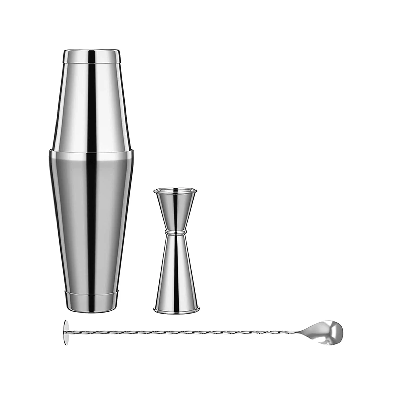 Shaker Cocktail Cocktail Shaker 3 pièces KIT BARTANDER Baring Professionnel BARINGE Tower Inoxydable Boston Shaker for BARES, Homes, Fêtes Set à Cocktail