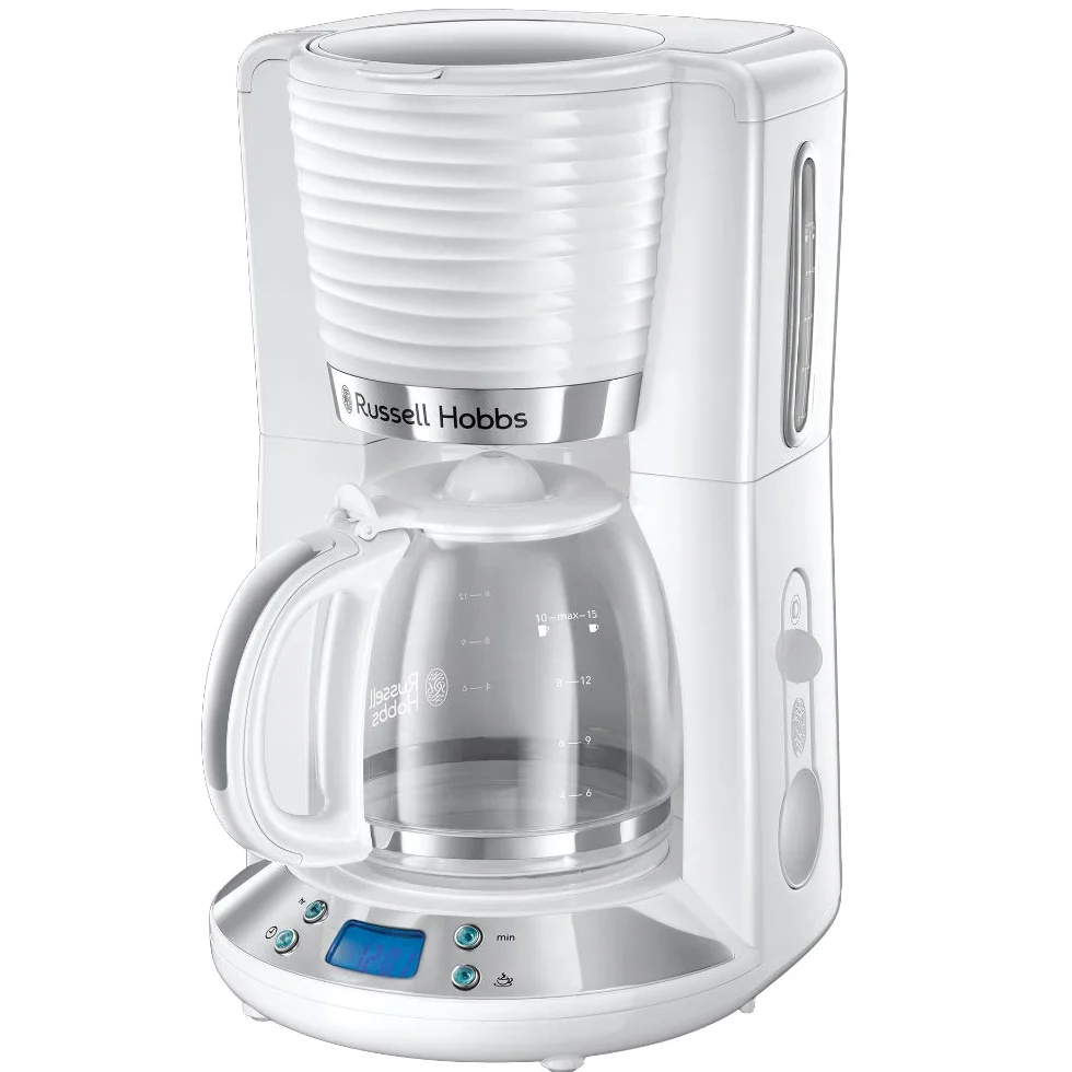 Russell Hobbs 24390-56 Cafetière, Inspire Blanc (max 10 tasses, verseuse en verre 1,25 L, Maintien au chaud) Machine à café filtre