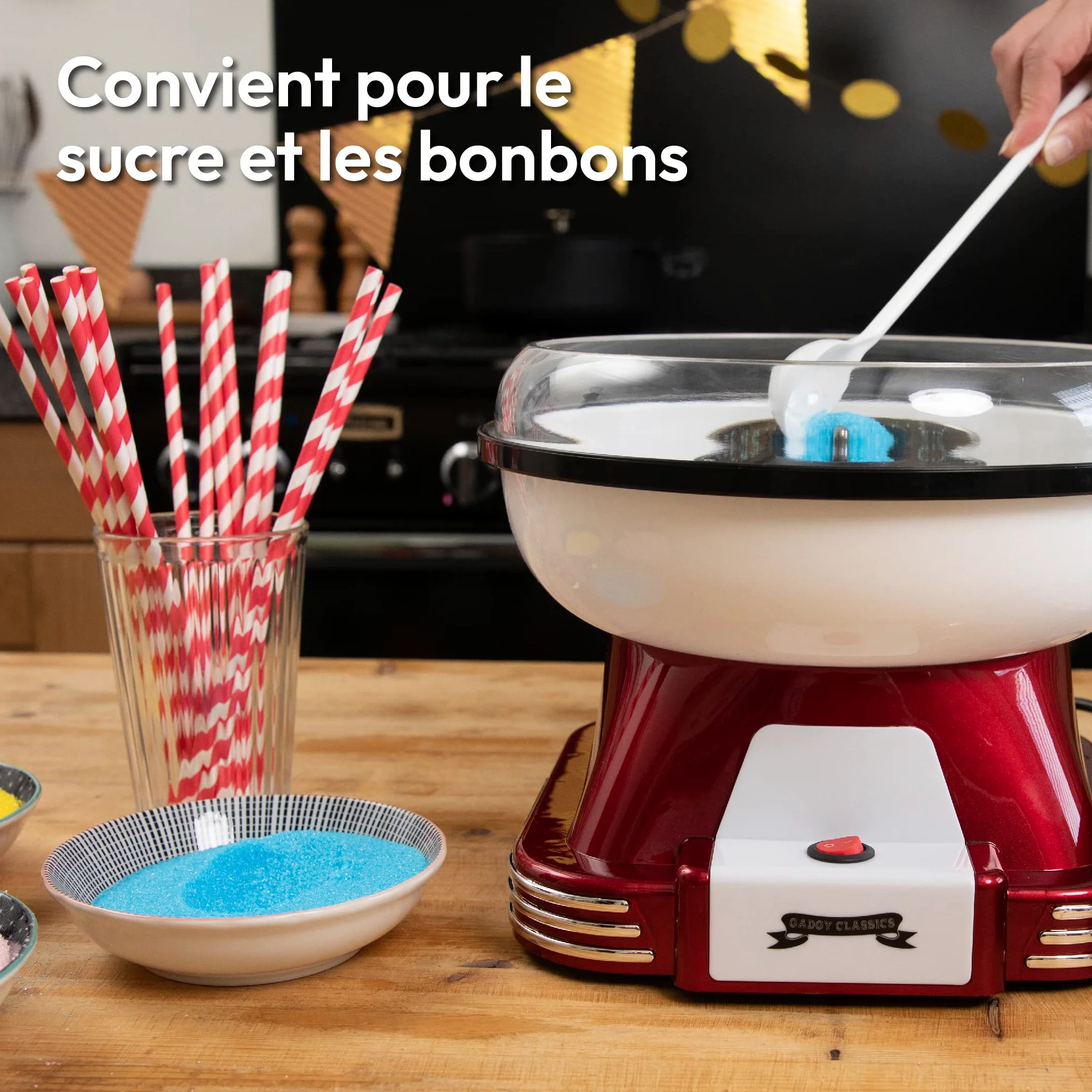 Gadgy Machine à Barbe à Papa - Machine à Barbe à Papa Rétro - Machine à Barbe à Papa Maison pour Fêtes d'Anniversaire d’Enfants – S’Utilise avec du Sucre ou des Bonbons