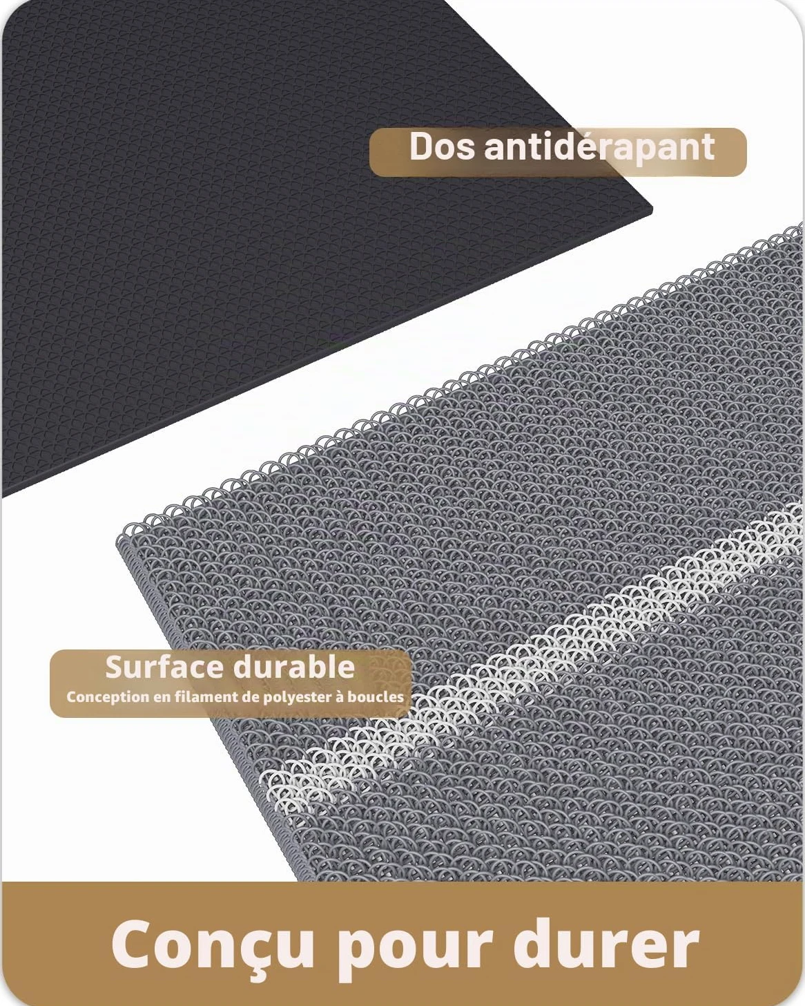 Color G Paillasson Extérieur, Tapis Exterieur Entree Robuste Antidérapant, Lavable, Essuyer Chaussure, Anti-Poussière, Tapis de Porte Extérieur Imperméable pour Entrée, Jardin, 44x75 cm, Gris