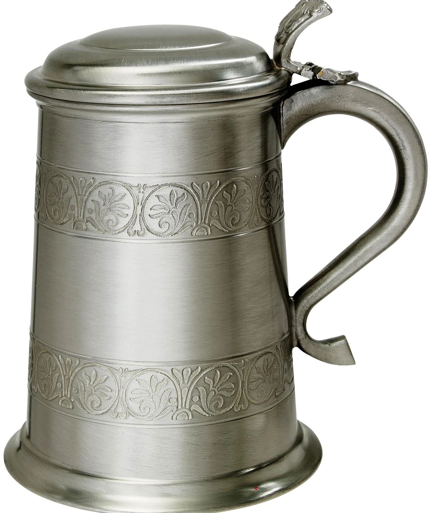 I LUV LTD Étain avec Couvercle Chope 1 Pinte Style Médiéval avec Poignée de Cygne Pur Lourd Jauge Bière Chope Possibilité de Gravure Cadeaux Personnalisés pour Hommes et Femmes