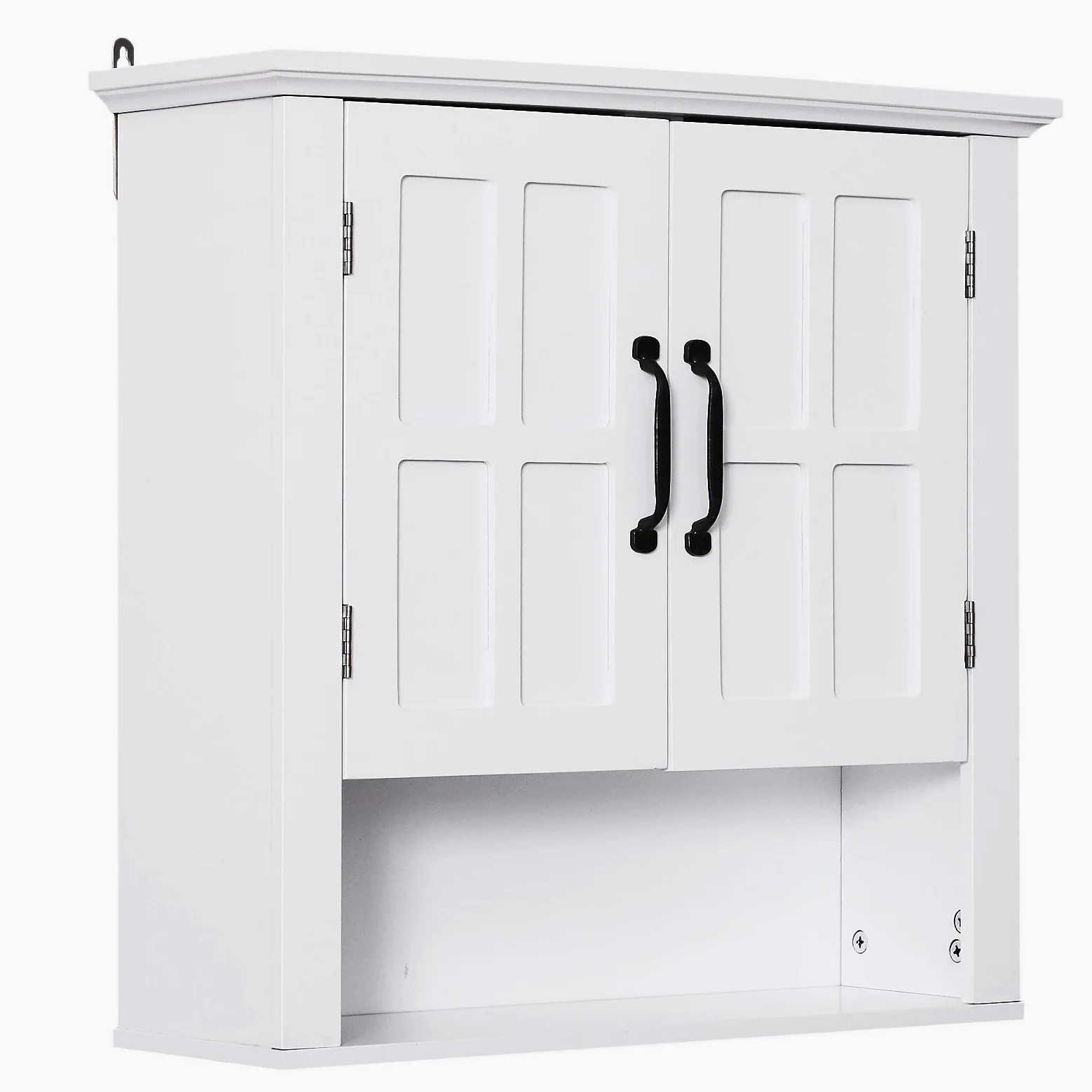 HOMCOM Armoire Haute Murale de Salle de Bain ou WC Placard 2 Portes 2 étagères Niche dim. 60L x 20l x 58H cm MDF Panneaux Particules Blanc