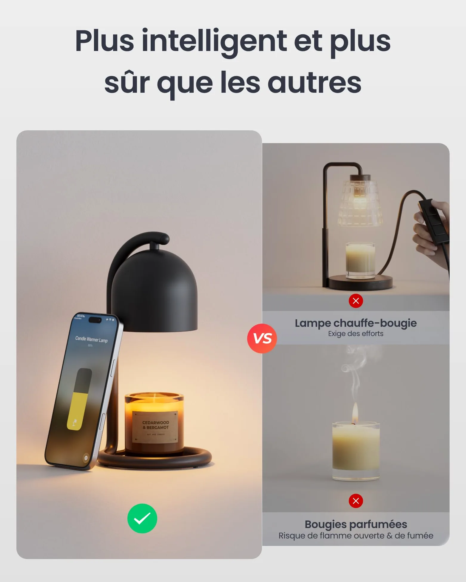 SwitchBot Lampe Chauffe Bougie Intelligente avec Minuterie et Variateur, Candle Warmer Lamp Compatible Matter pour Apple Home & Alexa, Lampe Bougie électrique pour Parfumées Maison, Chambre, Noir